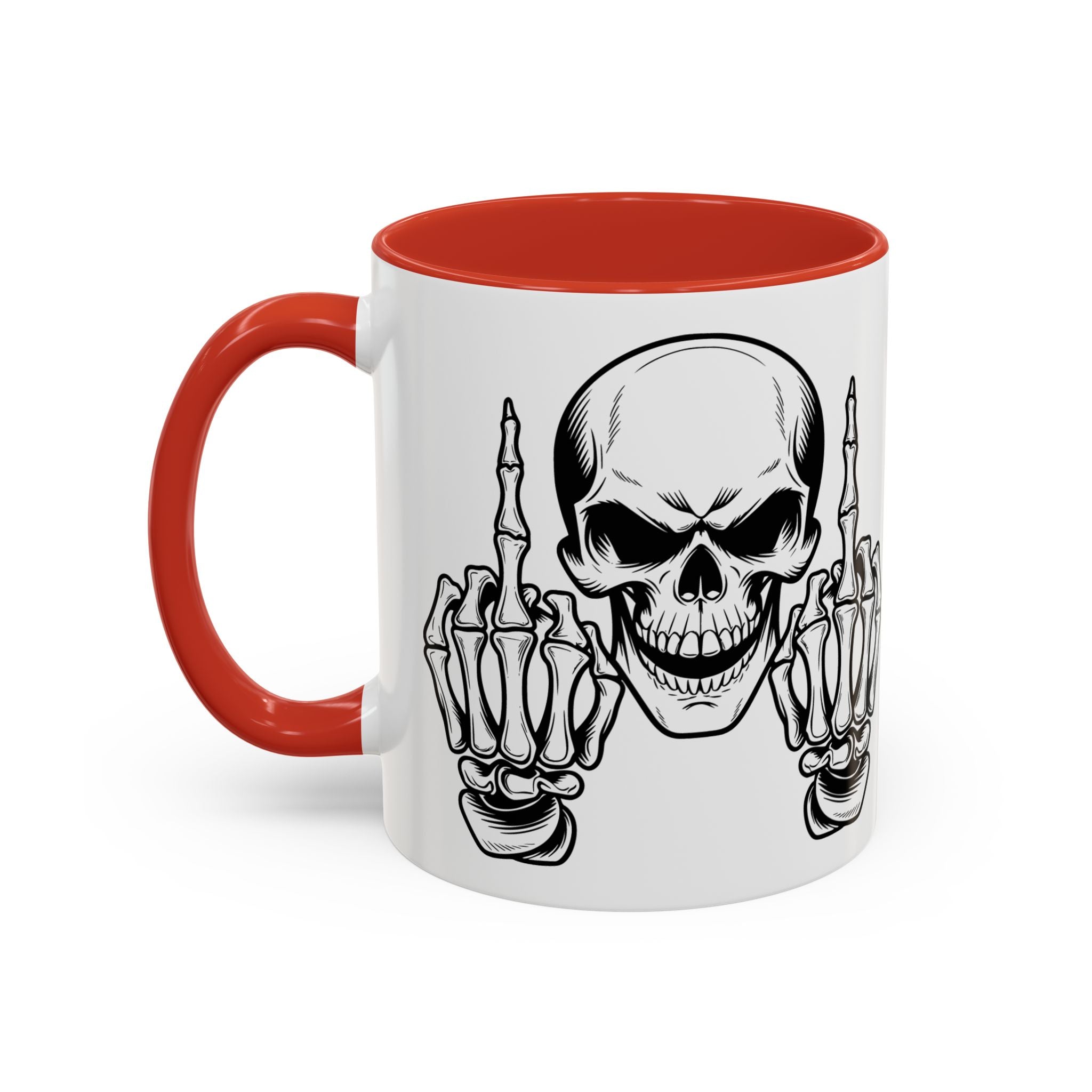 Skull Middle Finger Coffee Mug — Edgy Gothic Accent Mug (11/15oz)