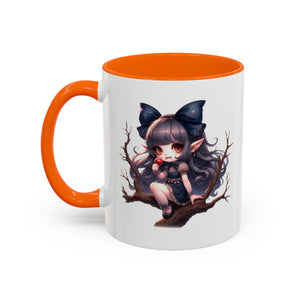 gothic vampire girl in tree horror art Accent Coffee Mug (11, 15oz) png16