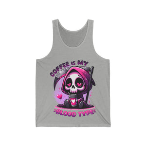 grim reaper coffee is my blood type Unisex Jersey Tank by the x m world
