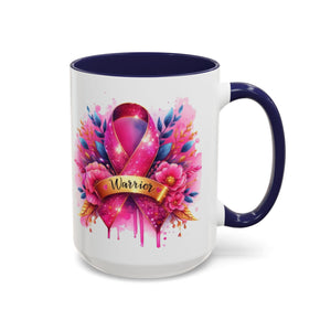 Inspirational Warrior Coffee Mug - Floral Design, Encouragement Gift, Cancer Awareness, Motivational Cup, Supportive Drinkware