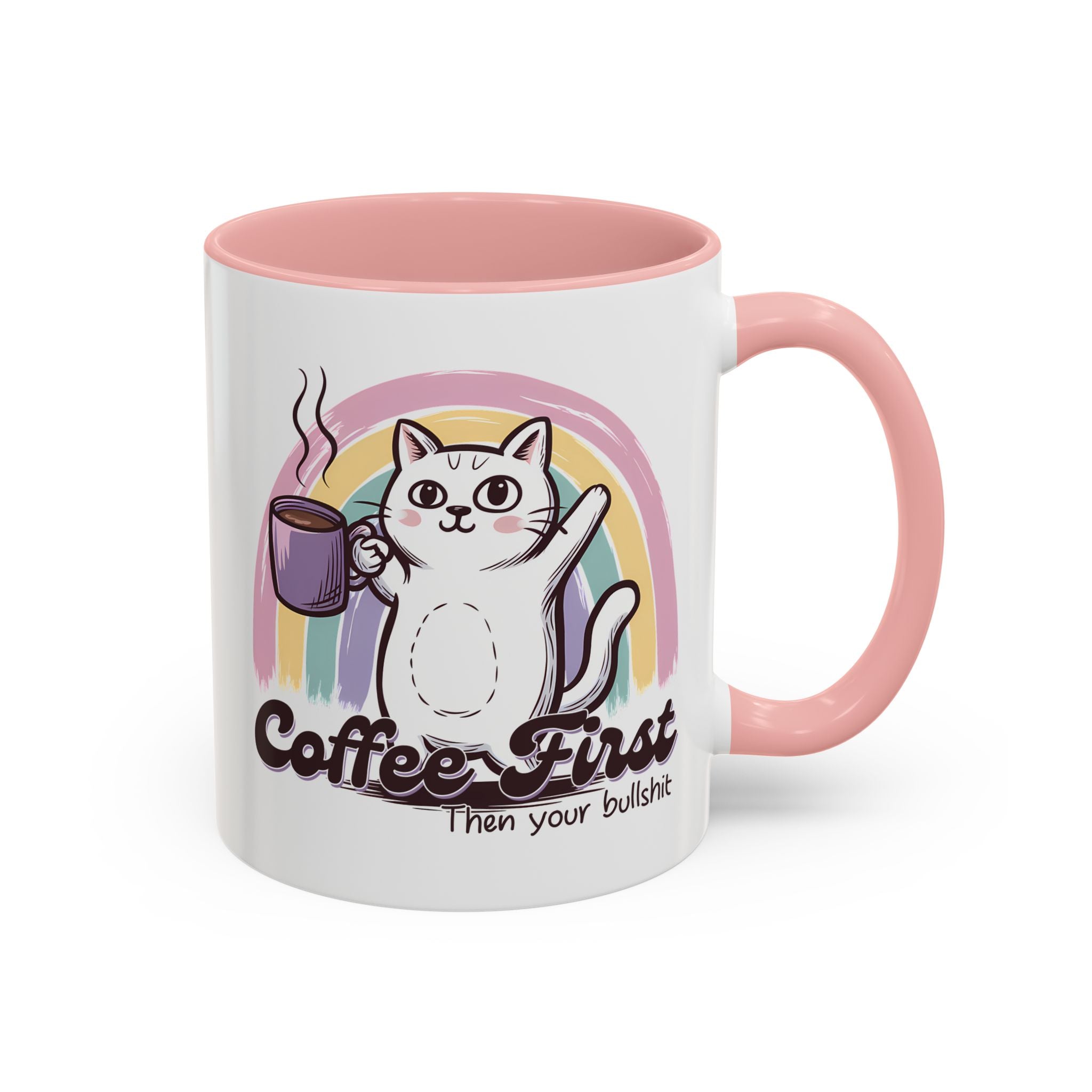 Coffee First Cat Mug - Humorous 11 & 15oz Accent Coffee Cup for Cat Lovers sarcasm