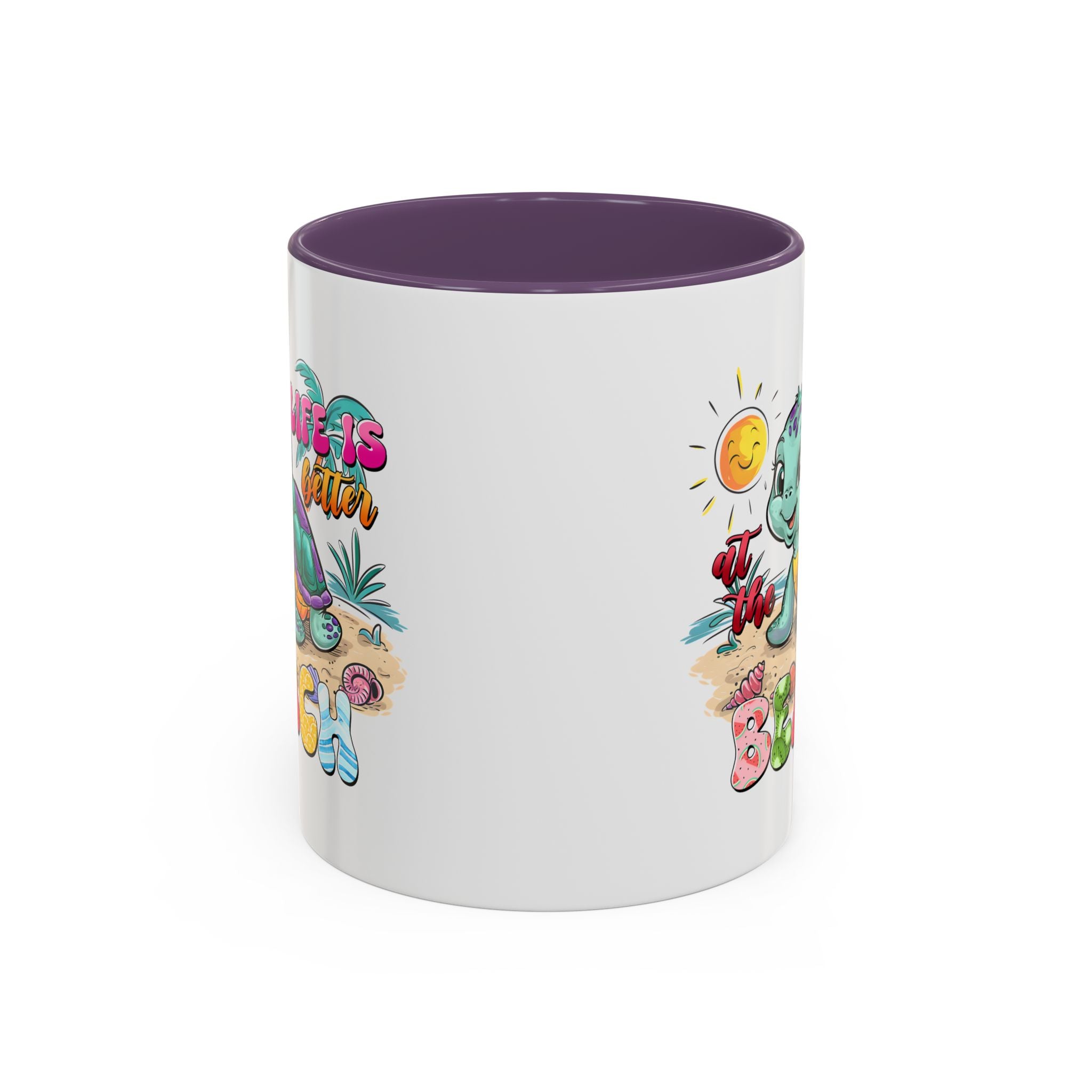 Beach Vibe Accent Coffee Mug - "Life is Better at the Beach" Design turtle animal lover