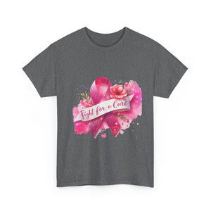 Fight for a Cure Unisex Heavy Cotton Tee | Breast Cancer Awareness Shirt, Support Tee, Gift for Her, Charity Fundraiser Tee, Pink Ribbon Tee