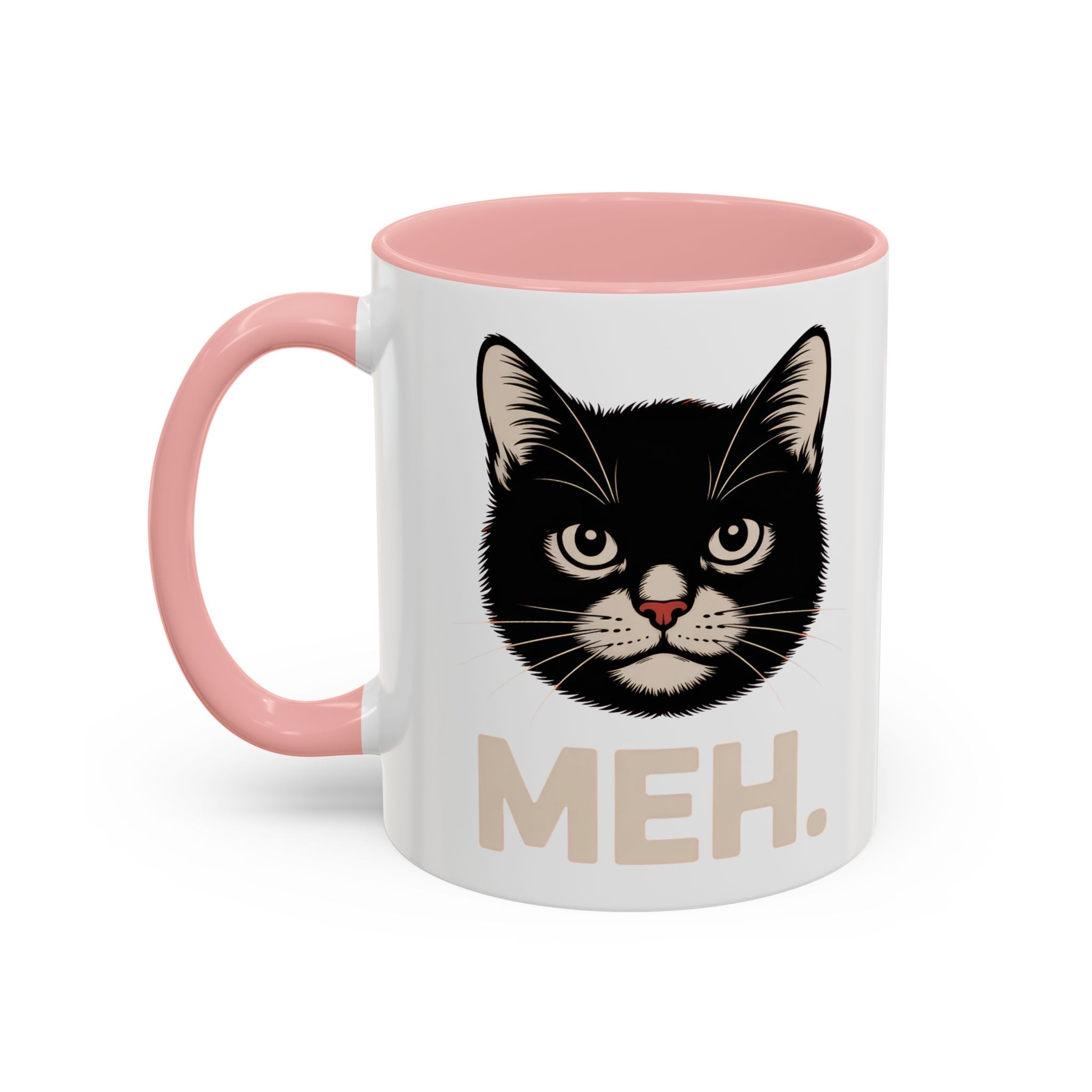 Tuxedo Cat 'MEH.' Accent Coffee Mug — Funny Cat Lover Ceramic Mug