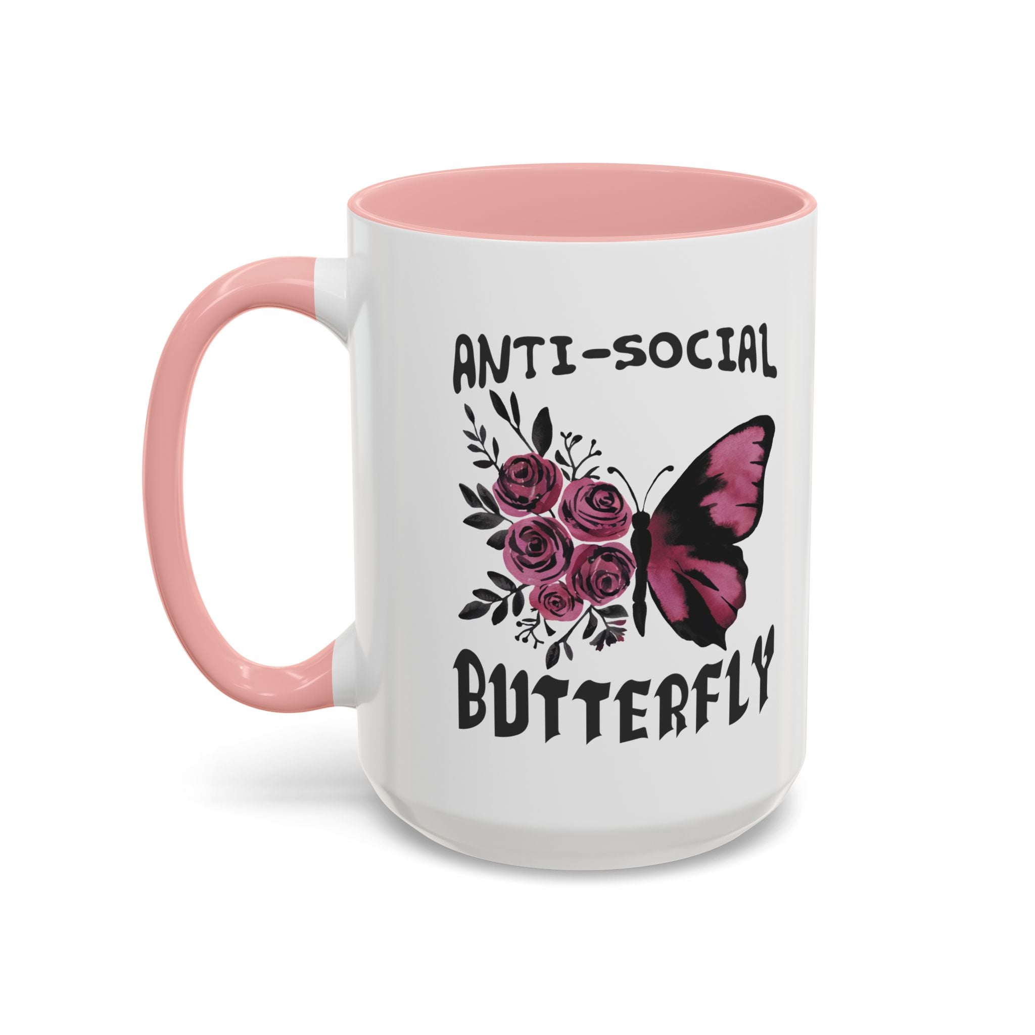 Anti-Social Butterfly Coffee Mug - Floral & Butterfly Design
