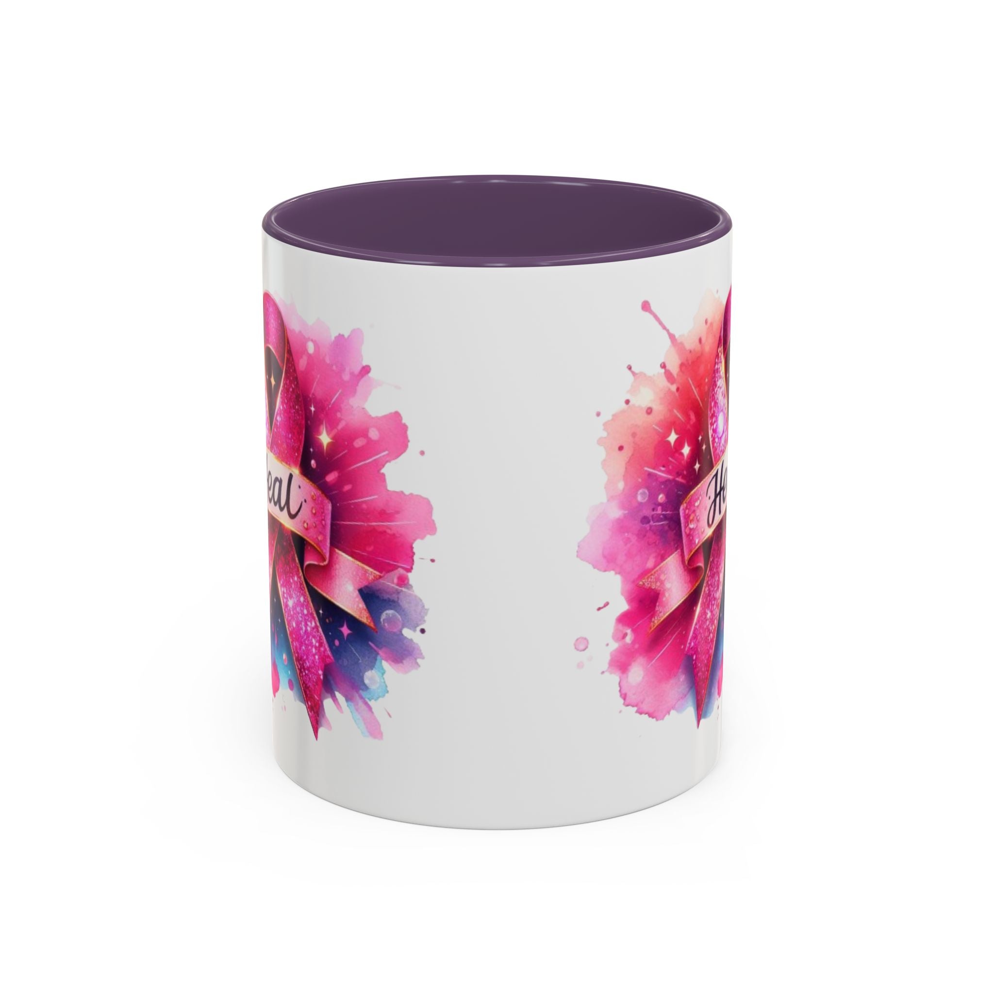cancer awareness Inspirational Coffee Mug, Healing Ribbon Mug, Gift for Cancer Survivors, Motivational Drinkware, Support