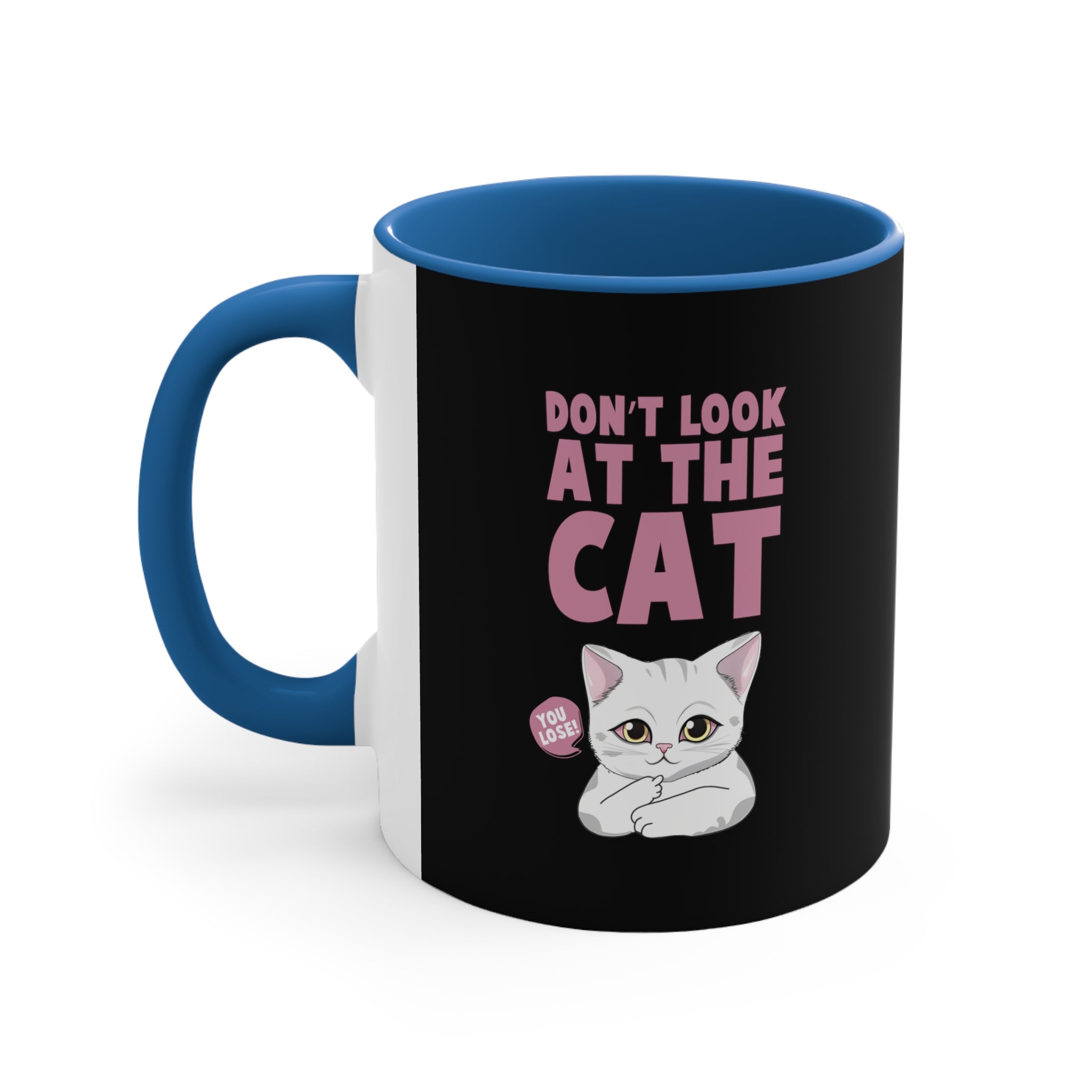 funny don't look at the cat Accent Coffee Mug, 11oz animal lovers gift
