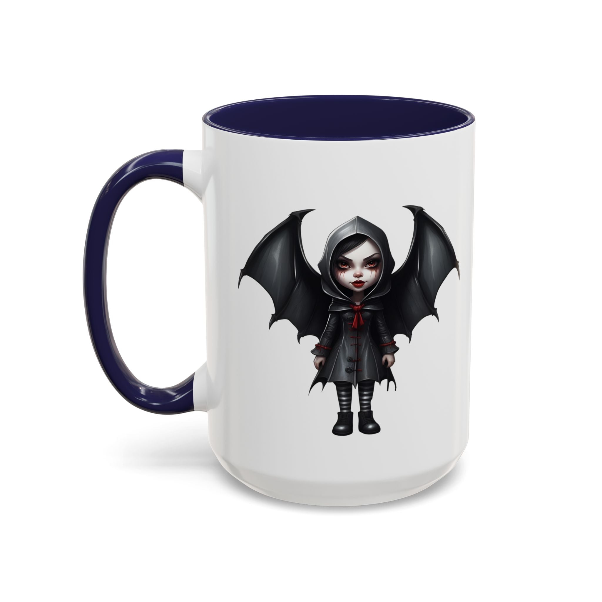 gothic vampire girl with wings horror art Accent Coffee Mug (11, 15oz) vamp14