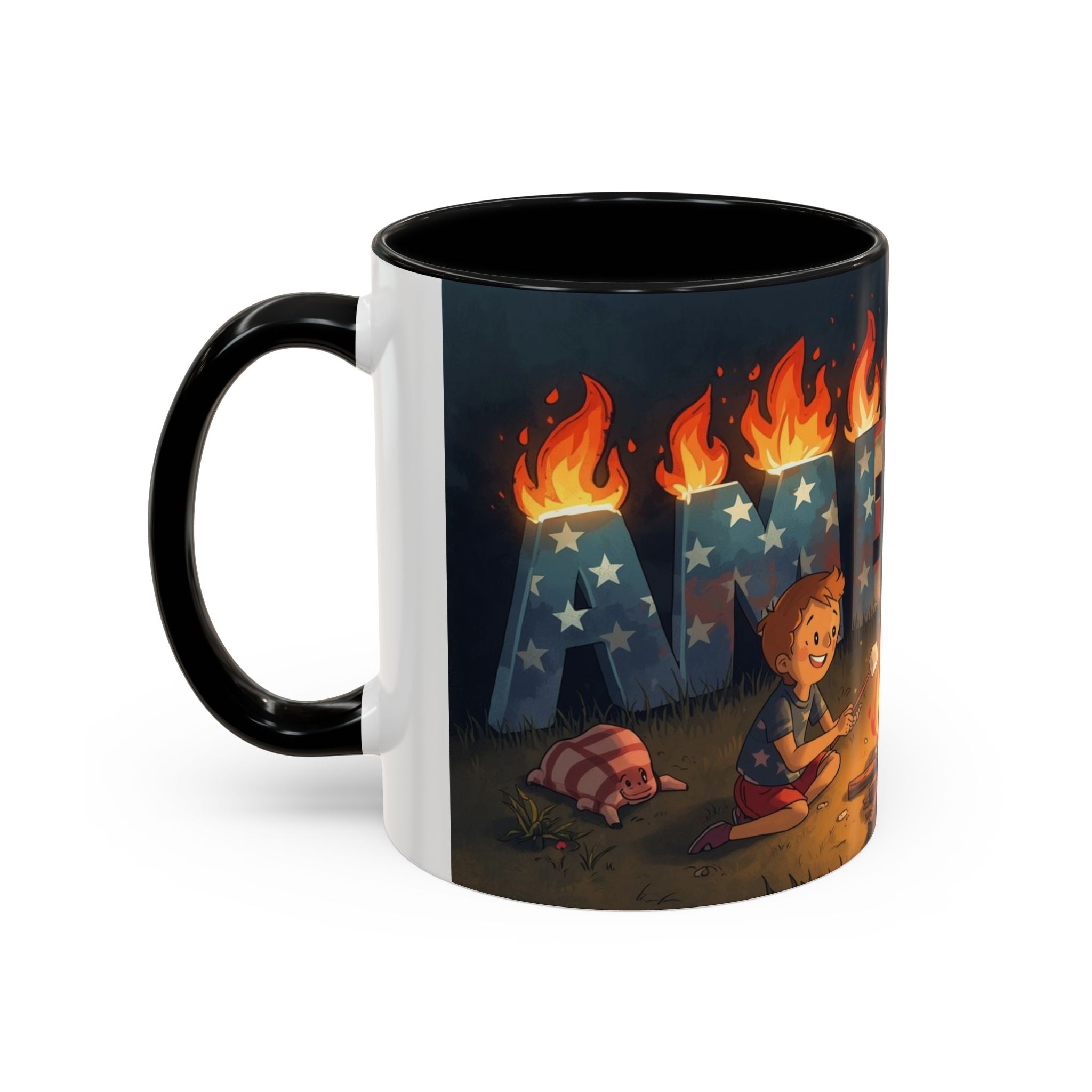 Patriotic Camping Coffee Mug - Fun America Design, Perfect for , Campfire Gatherings, Super for Gifts