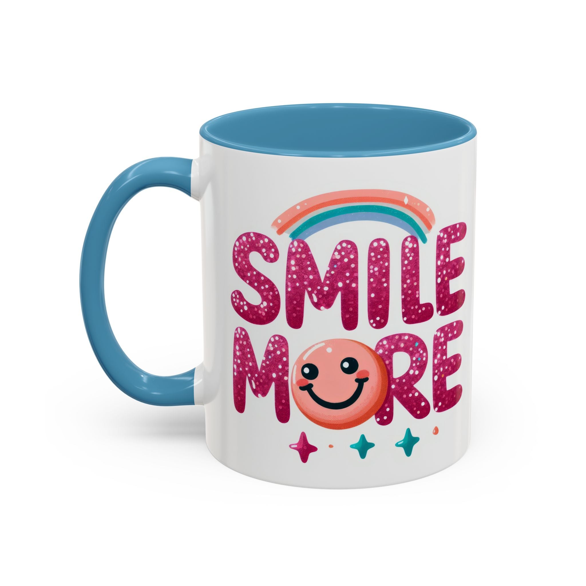 Smile More Coffee Mug – Cute Rainbow Smiley Accent Mug (11/15oz)