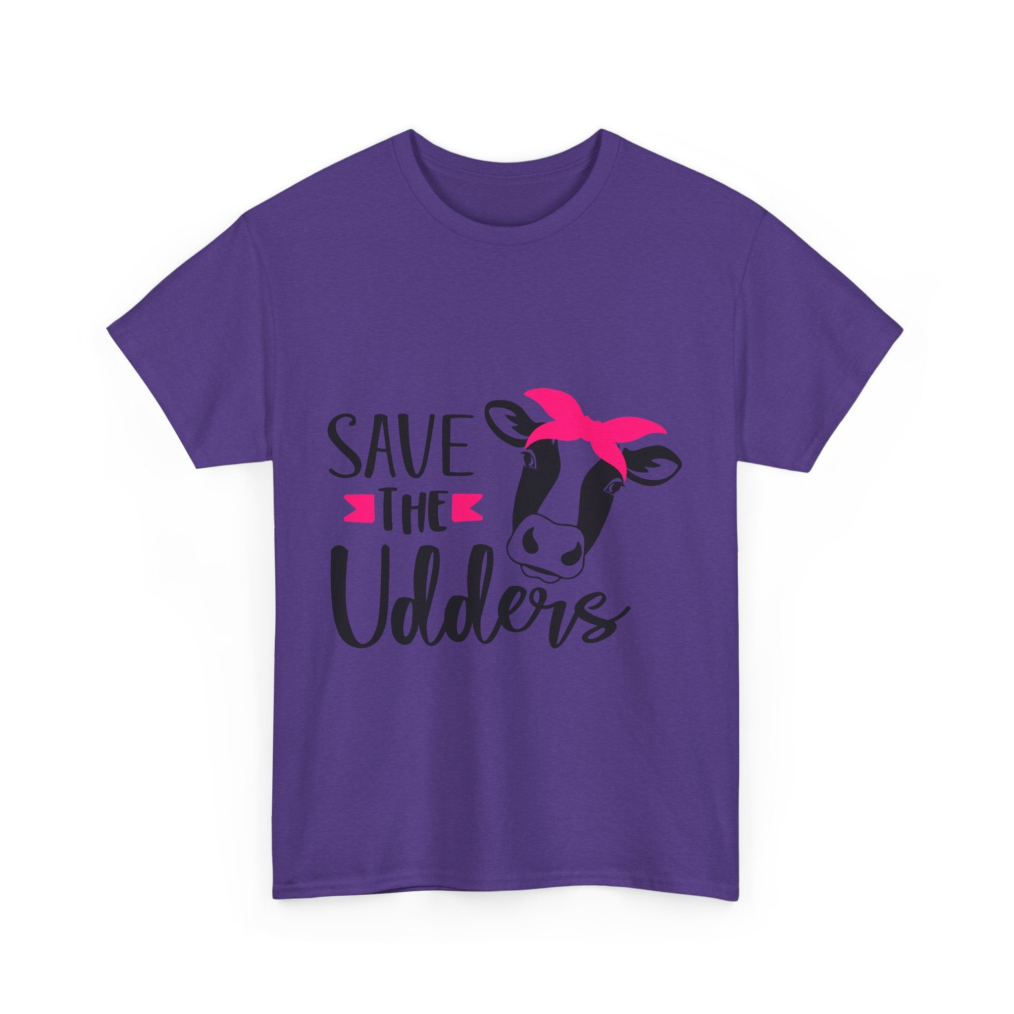 cancer awareness Save the Udders Unisex Heavy Cotton Tee, Fun Cow Tee,  Animal Lover Gift, Casual Tee, Eco-Friendly Apparel