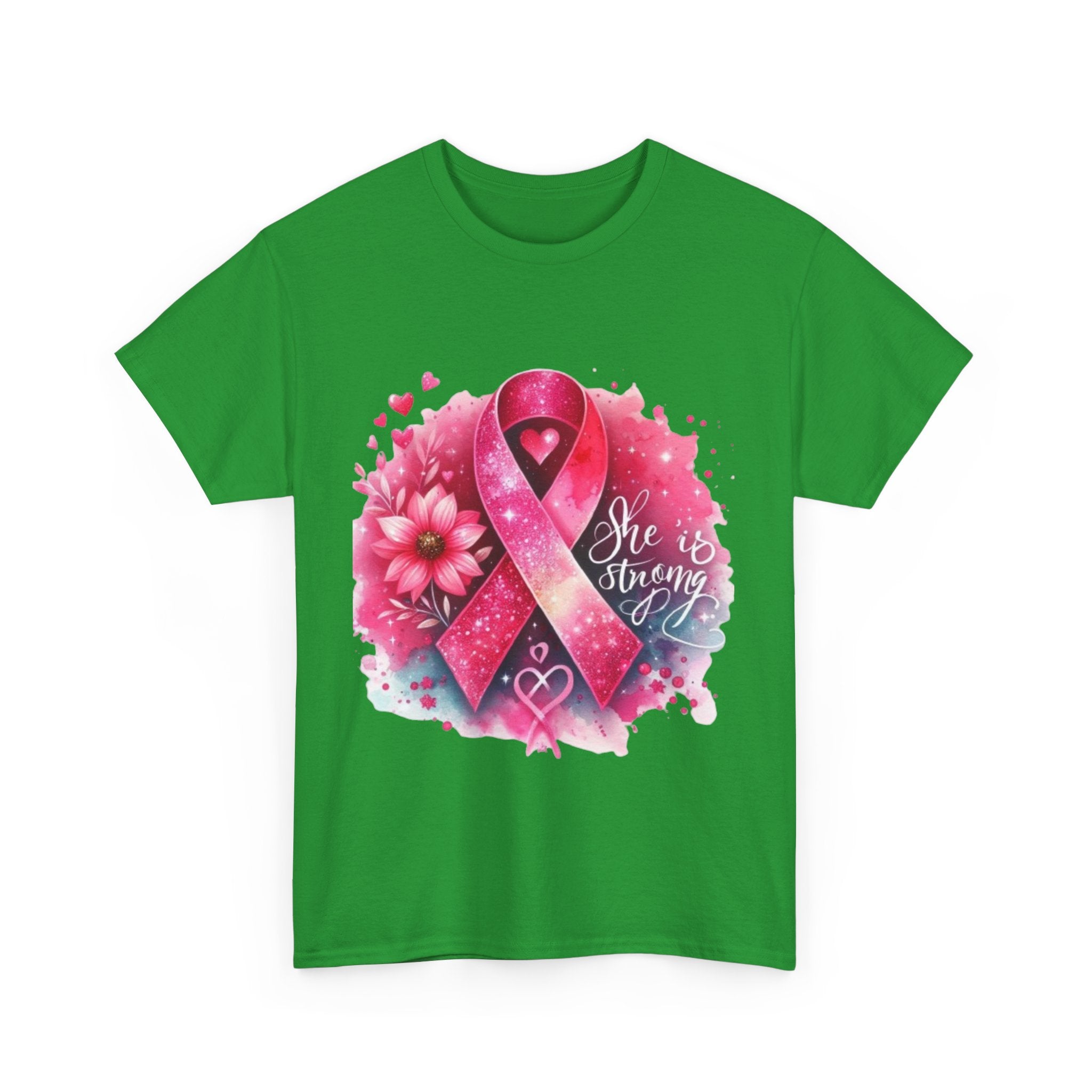 Breast Cancer Awareness Tee - She is Strong, Support Shirt, Gift for Fighters, Awareness Month Apparel, Inspirational T-Shirt