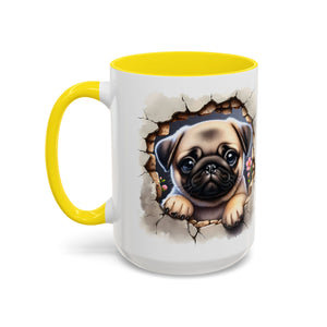 Pug In A Wall Coffee Mug - Cozy Ceramic Cup for Dog Lovers - Cute Pet Gift for Birthdays, Anniversaries, and Holidays