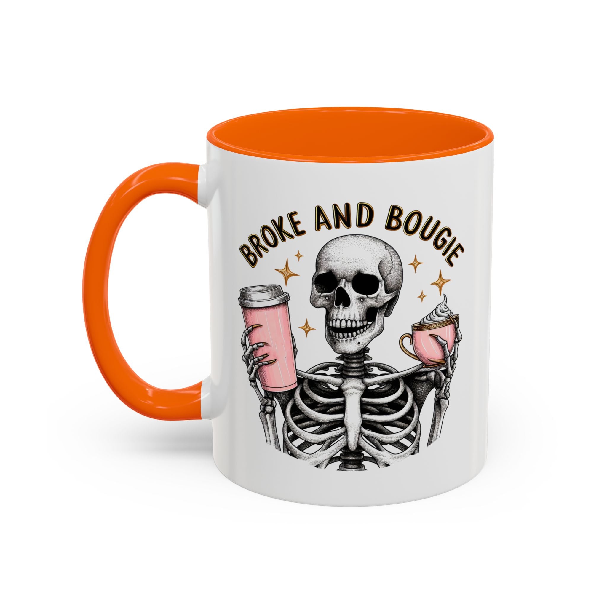 Broke and Bougie Coffee Mug, Skeleton Mug, Halloween Mug, Unique Gift for Coffee Lovers, Spooky Decor