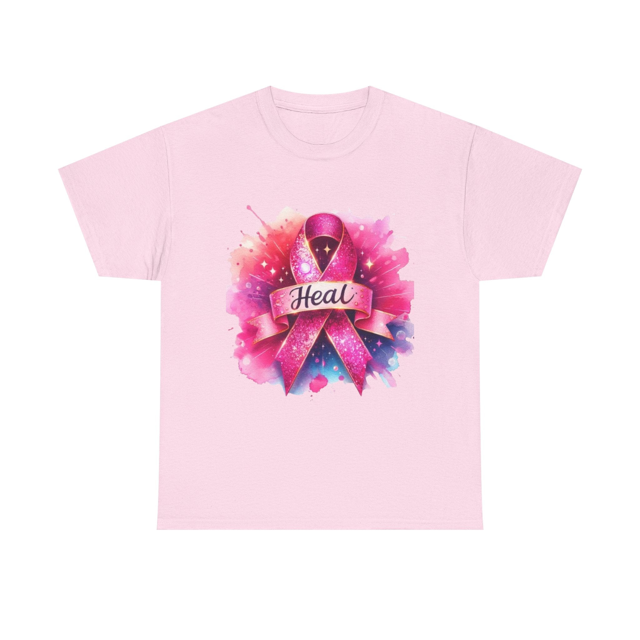 Breast Cancer Awareness Tee, Heal Ribbon Shirt, Supportive Gift, Unisex Cotton T-Shirt, Inspirational Apparel, Pink Ribbon Top