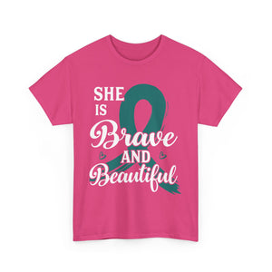 Empowering Brave & Beautiful Tee, Inspirational T-Shirt, Unisex Awareness Shirt, Gift for Support, Cancer Awareness Tee, Confidence T-Shirt