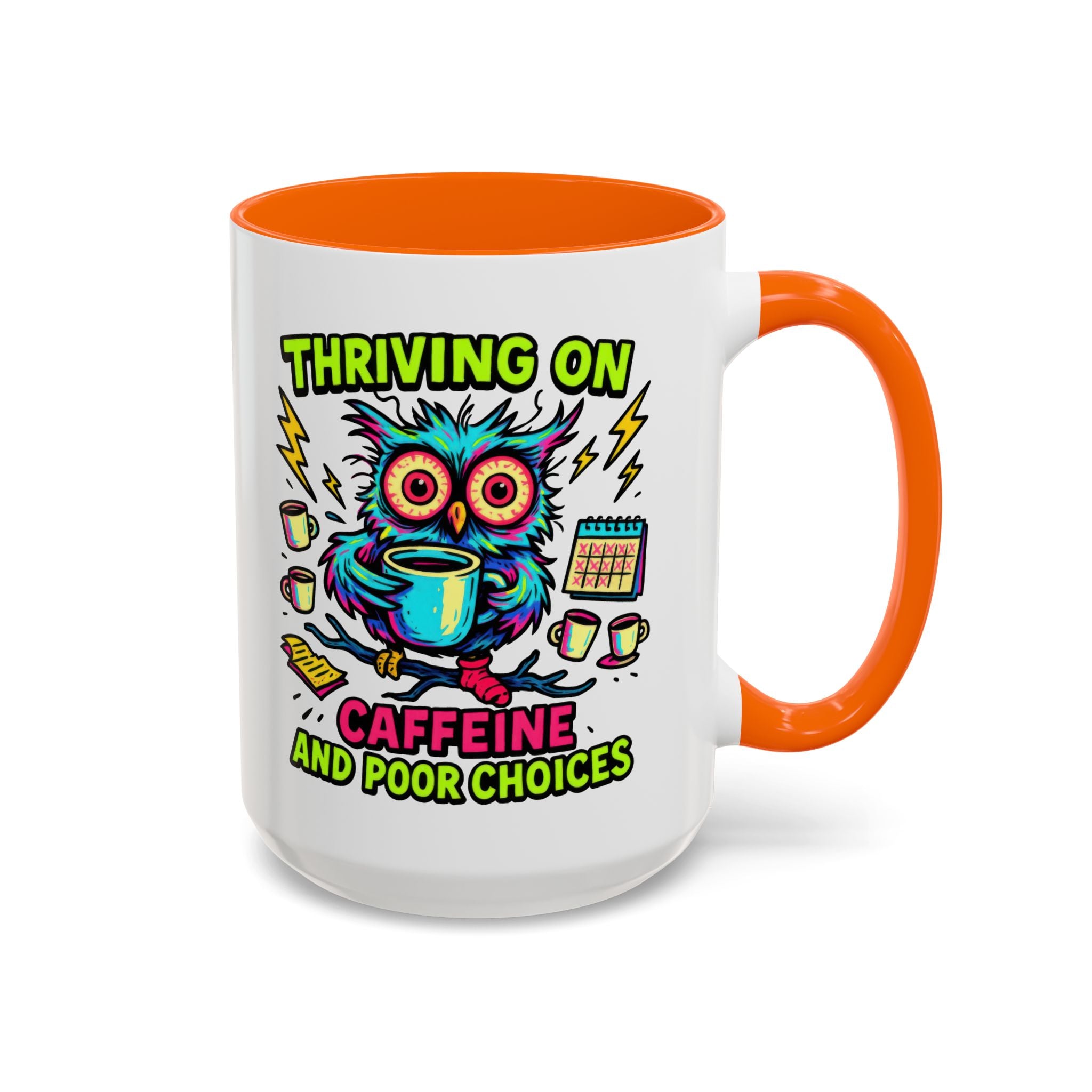 Thriving on Caffeine Mug | Funny Owl Coffee Cup | Gift for Coffee Lovers | Cute Kitchen Decor | Birthday, Holiday Gift