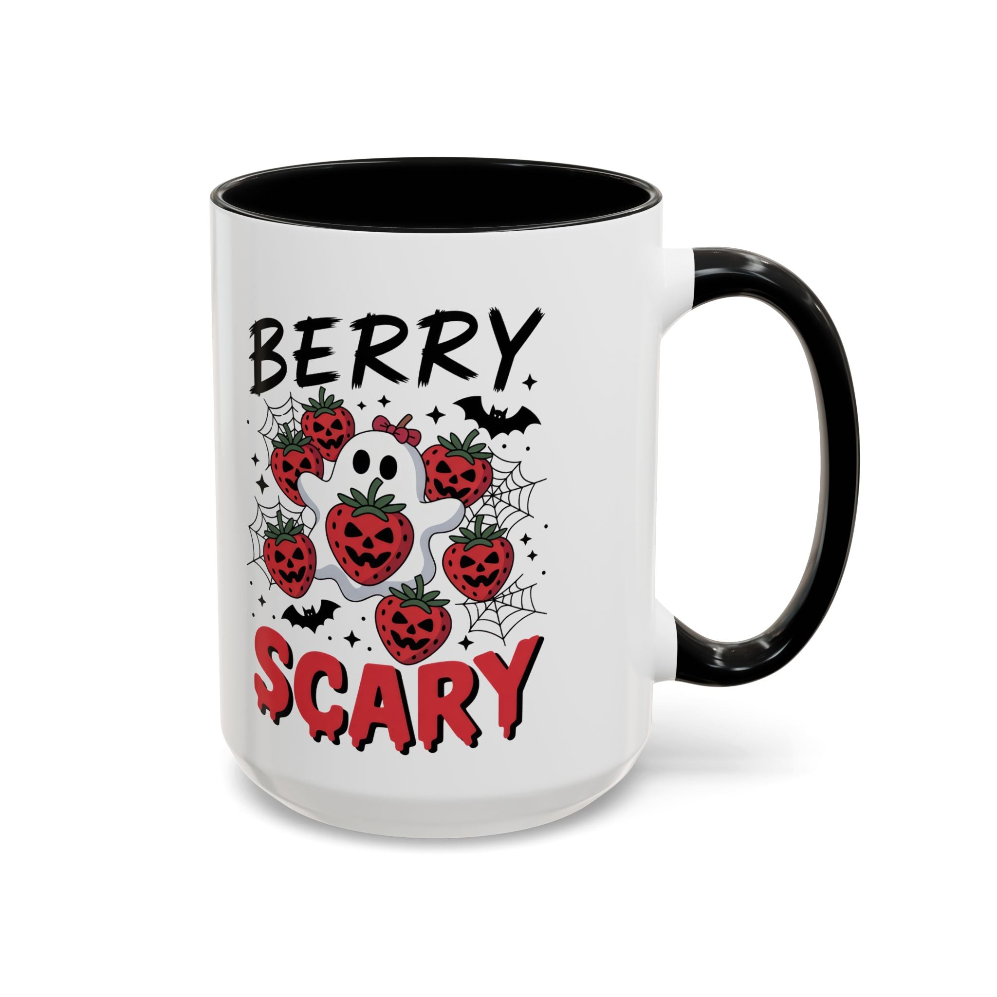 Berry Scary Coffee Mug — Halloween Ghost & Jack‑o'-Lantern Strawberries (11/15 oz)