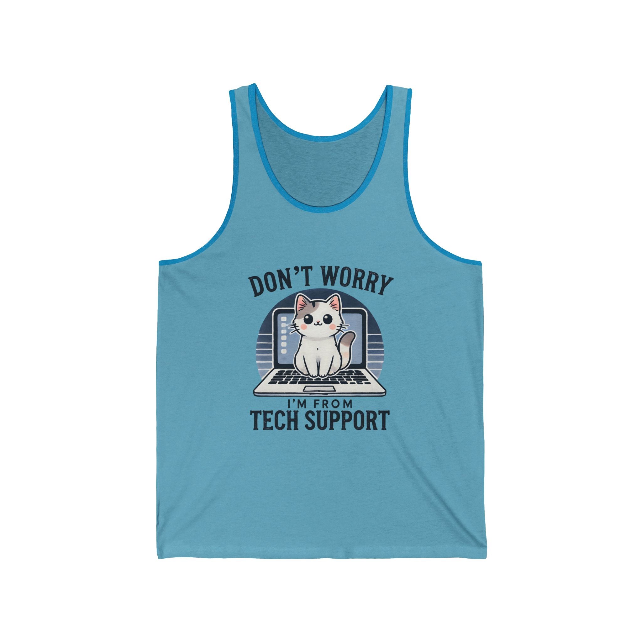 Funny Cat Tech Support Unisex Jersey Tank