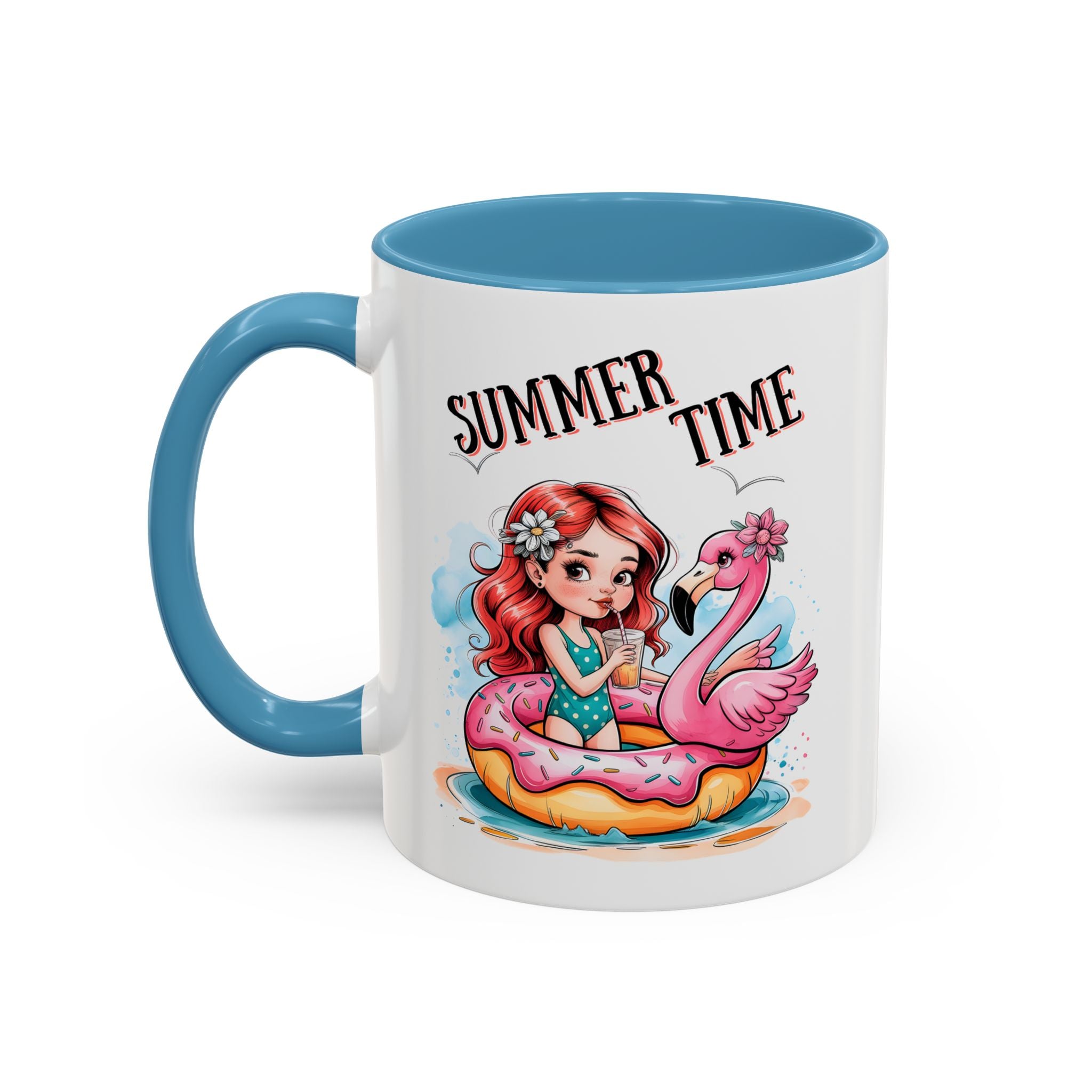 Summer Time Accent Coffee Mug - 11oz & 15oz funny cute girl floating