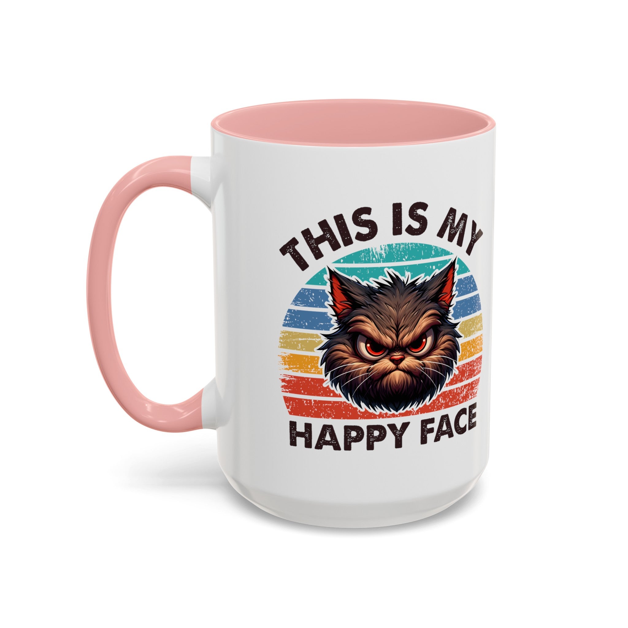 grumpy cat this is my happy face Accent Coffee Mug (11, 15oz) by the x m world