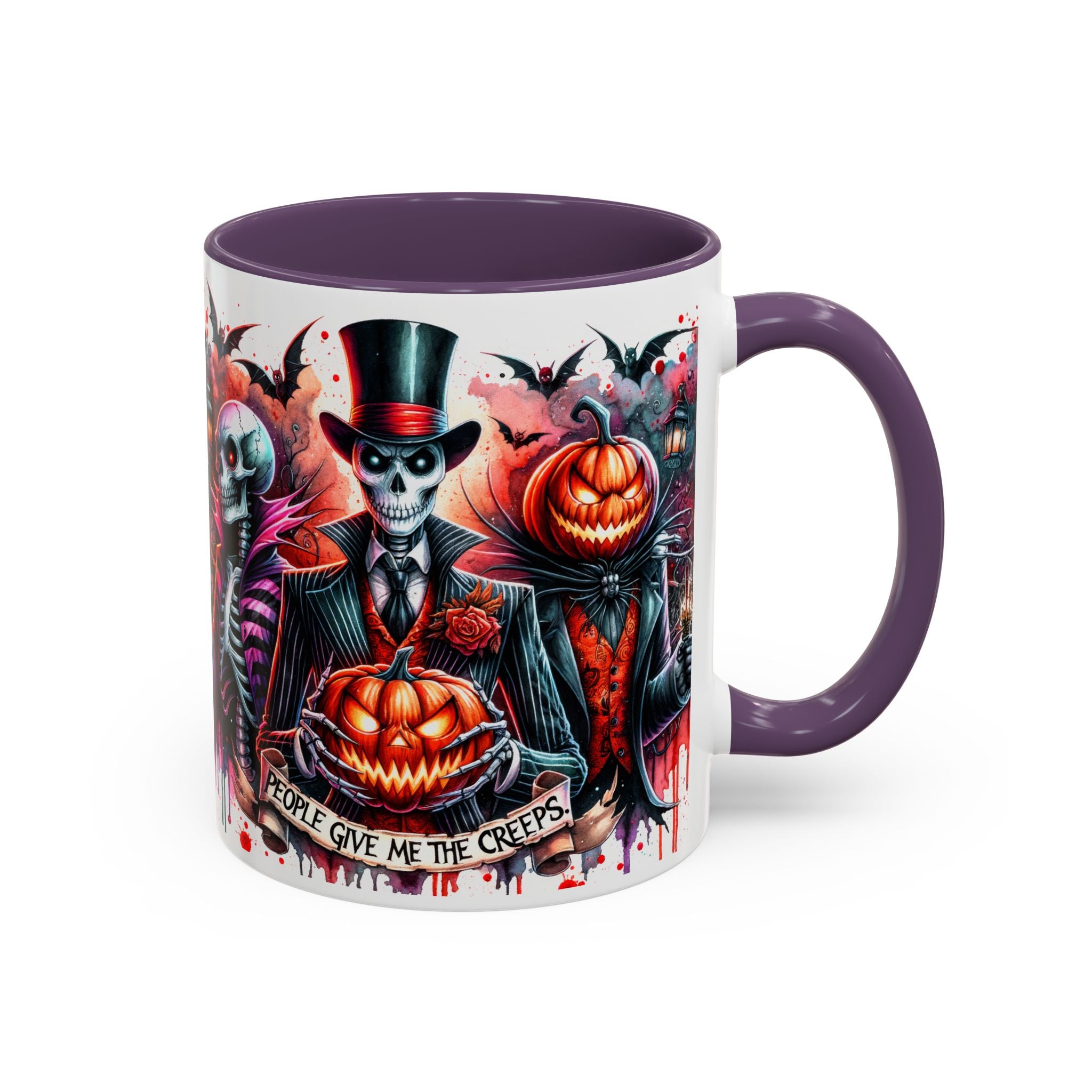 Halloween-themed Accent Coffee Mug, Spooky Skull Mug, Pumpkin Art Cup, Unique Gift for Halloween Lovers, October Decor