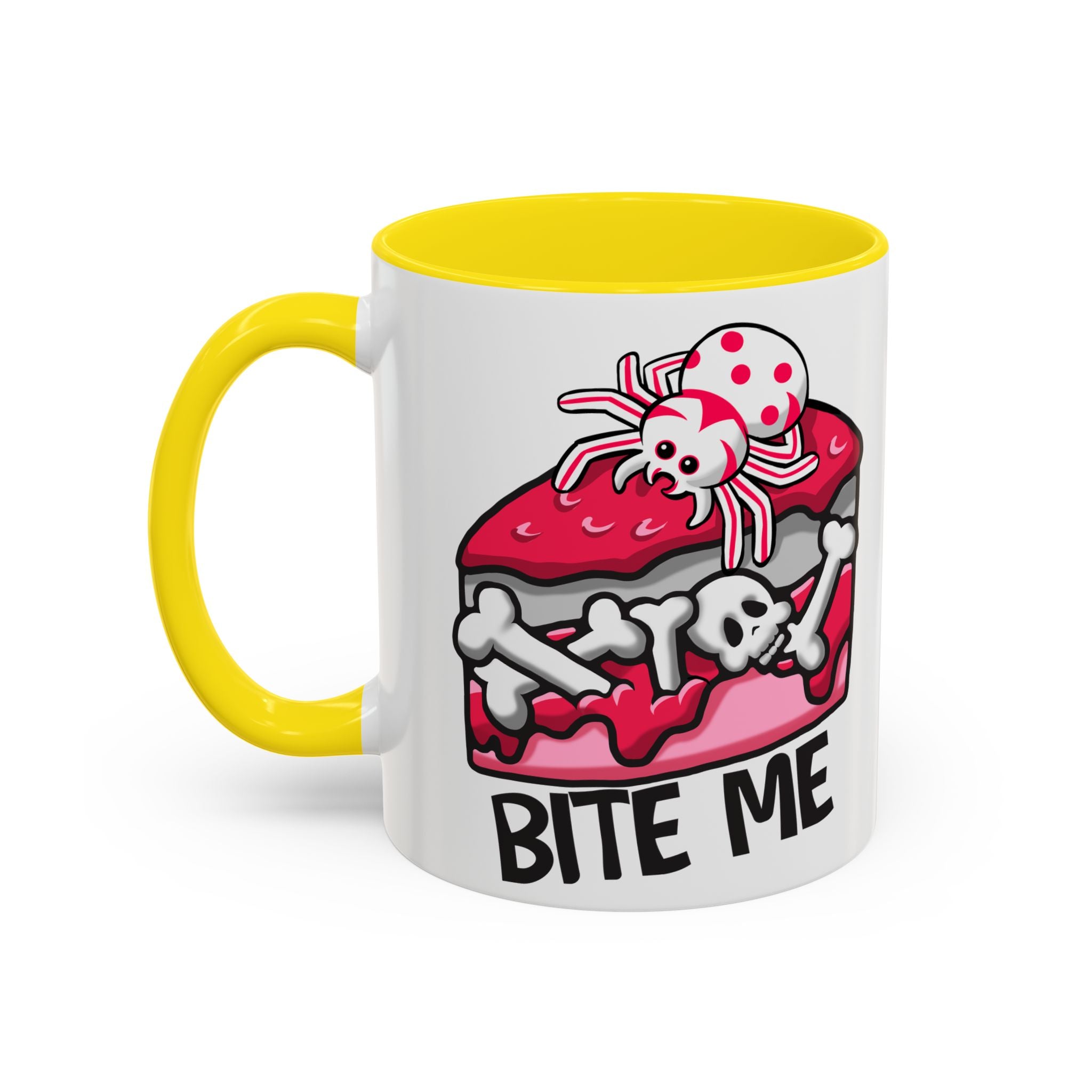 Bite Me Coffee Mug — Cute Creepy Spider Cake Accent Mug anti valentine