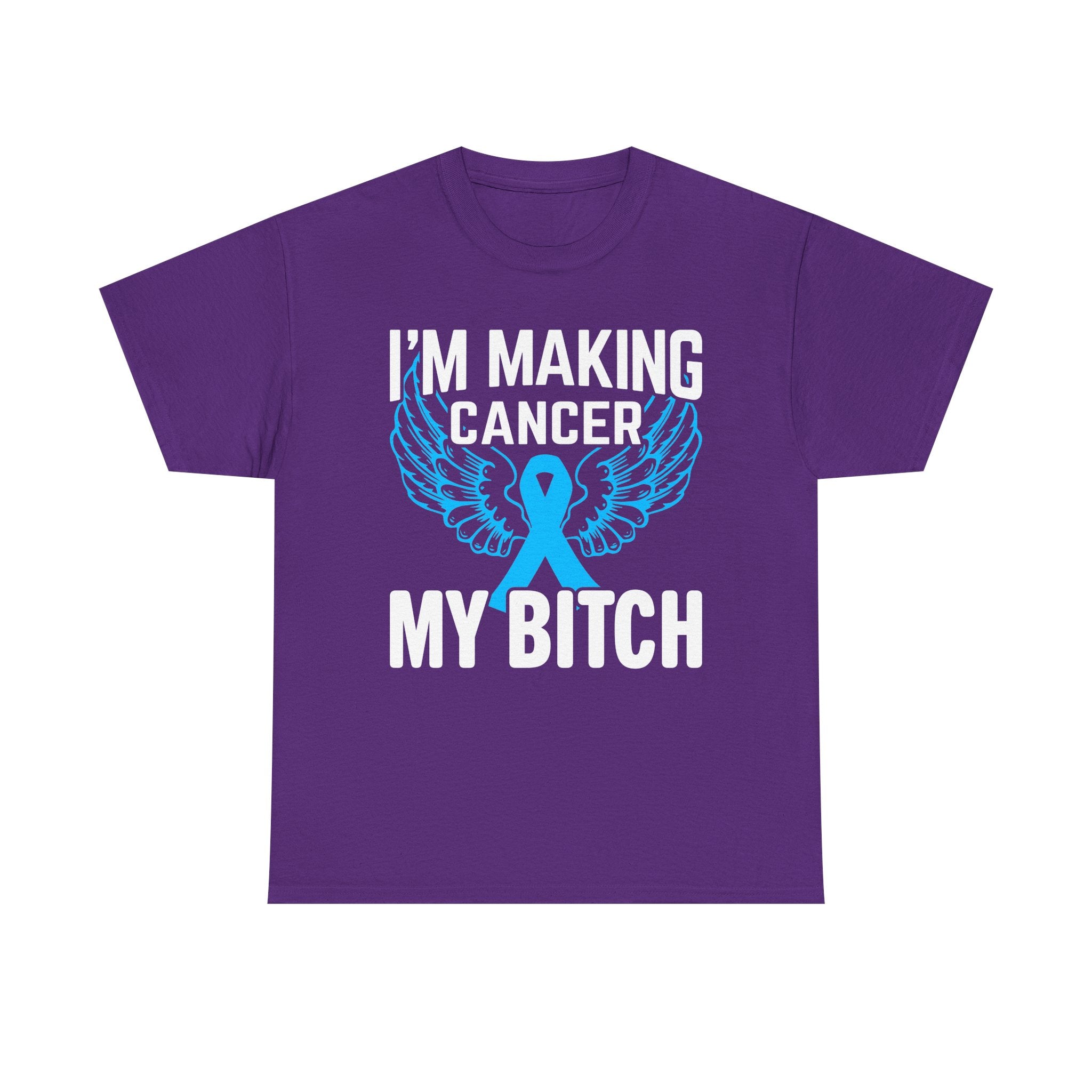 Angel Wings cancer Awareness Tee, Unisex Cotton Shirt for Support, Gift for Advocates, Fundraising Event Wear, Blue Ribbon Merchandise