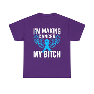 Angel Wings cancer Awareness Tee, Unisex Cotton Shirt for Support, Gift for Advocates, Fundraising Event Wear, Blue Ribbon Merchandise
