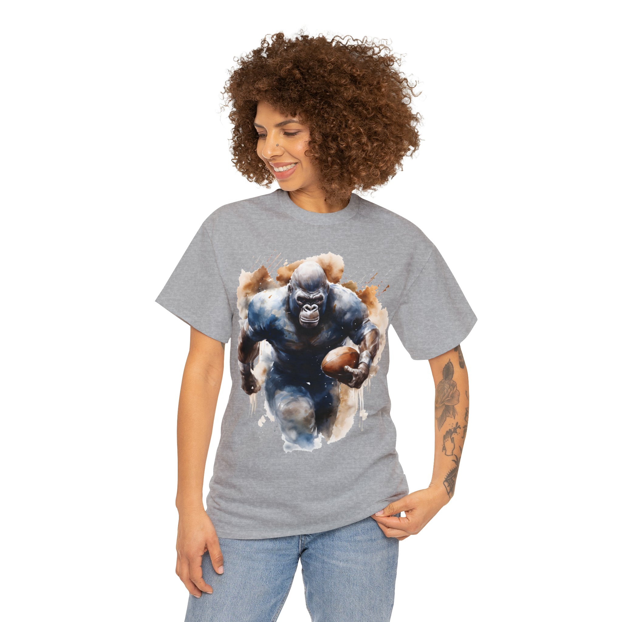 funny Football gorilla t shirt gift Unisex Heavy Cotton Tee