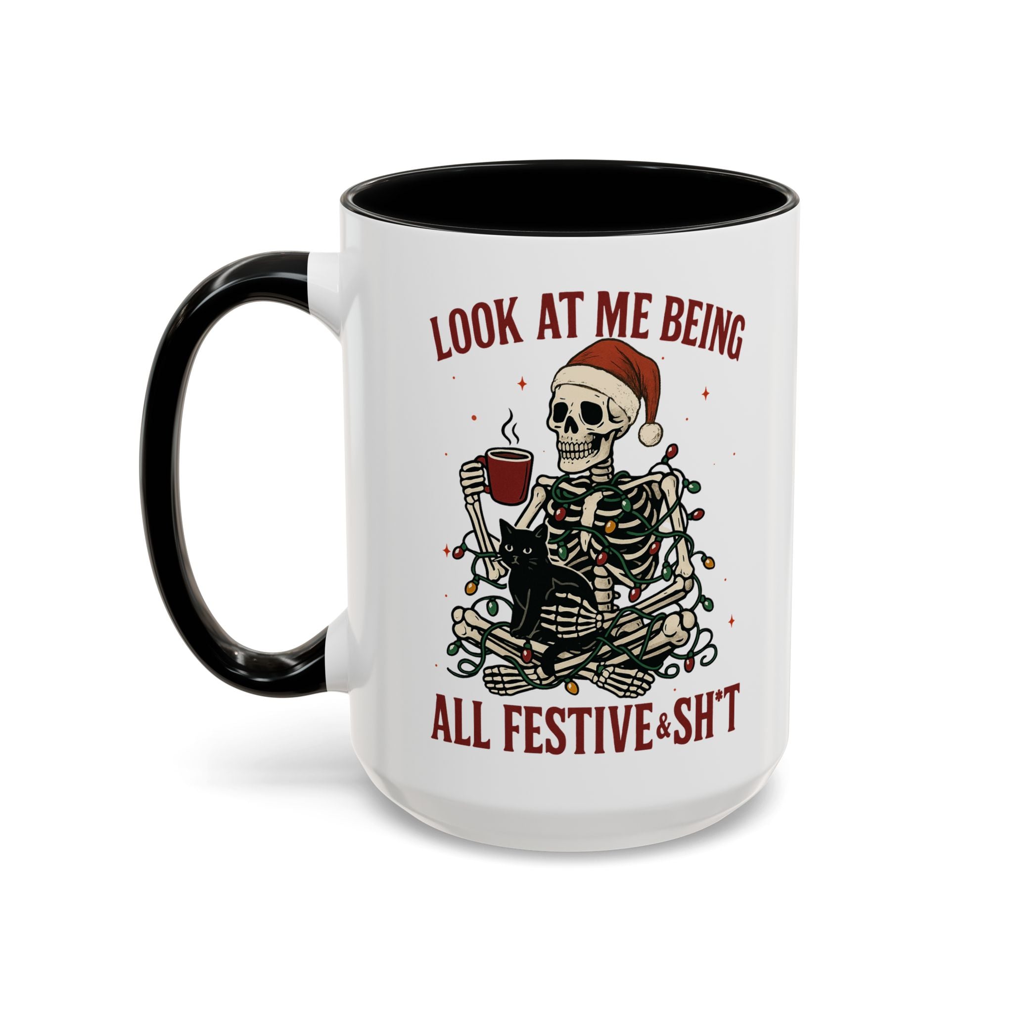 Festive Skeleton Christmas cheer winter Coffee Mug funny adult humor cup