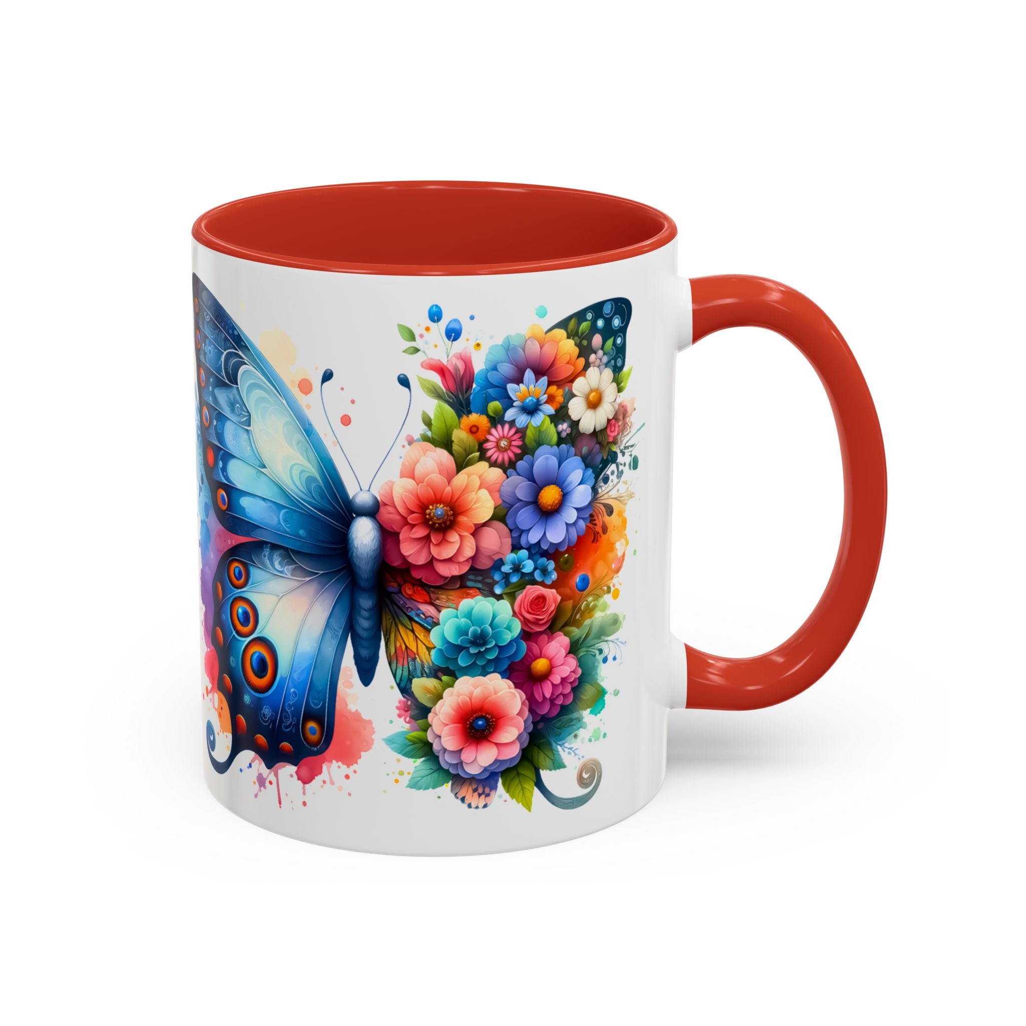 Colorful Floral Butterfly Accent Coffee Mug – Vibrant Artistic 11/15oz nature lover