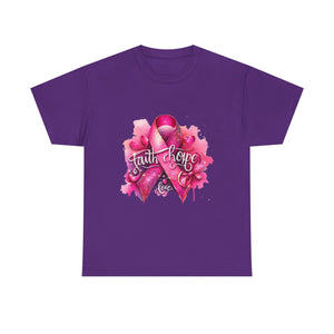 Breast Cancer Awareness Tee, Faith and Hope Message Shirt, Support Shirt, Gift for Survivors, Inspirational T-Shirt