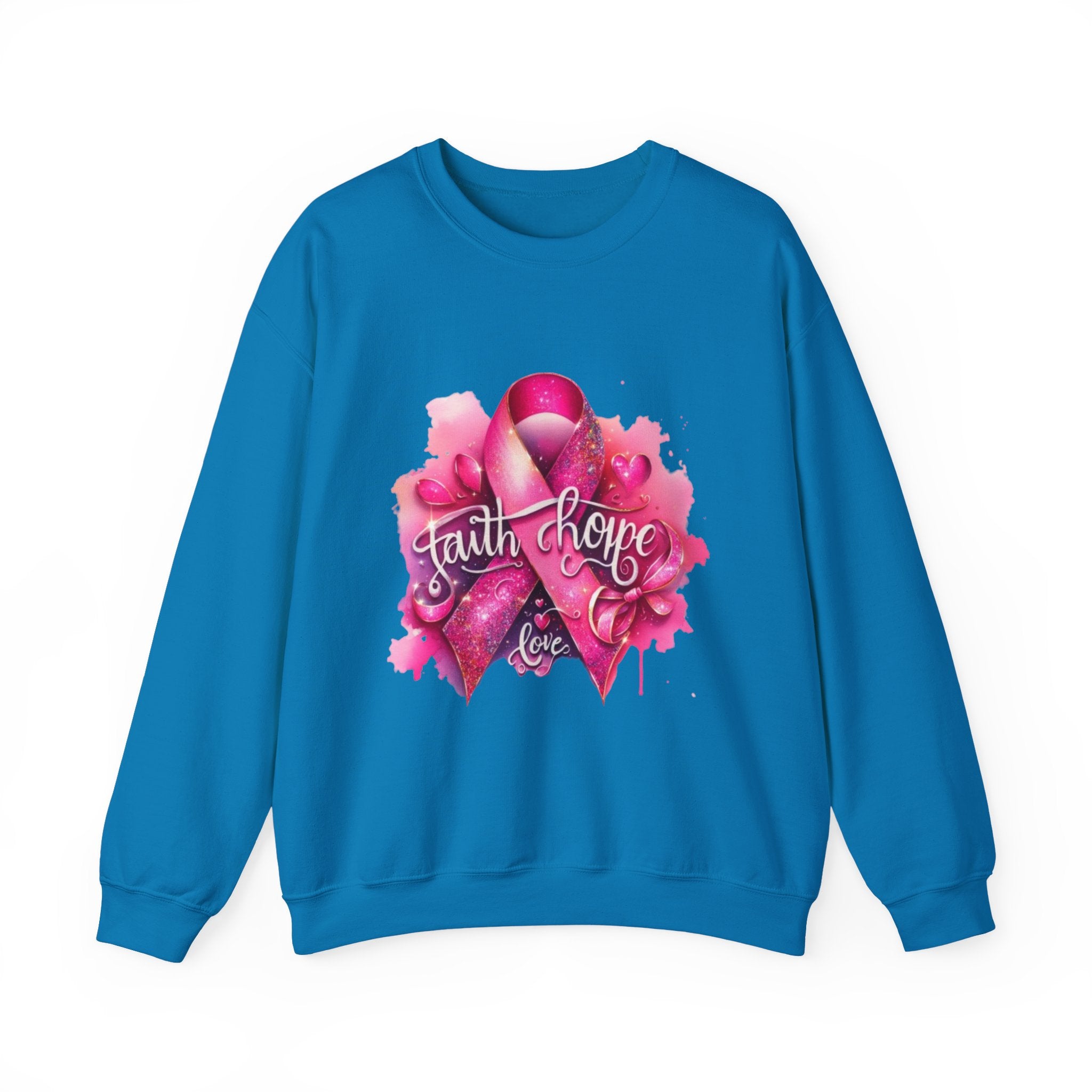 Breast Cancer Awareness Sweatshirt, Faith Hope Love Crewneck, Comfort Fashion, Supportive Gift for Her, Pink Ribbon Apparel