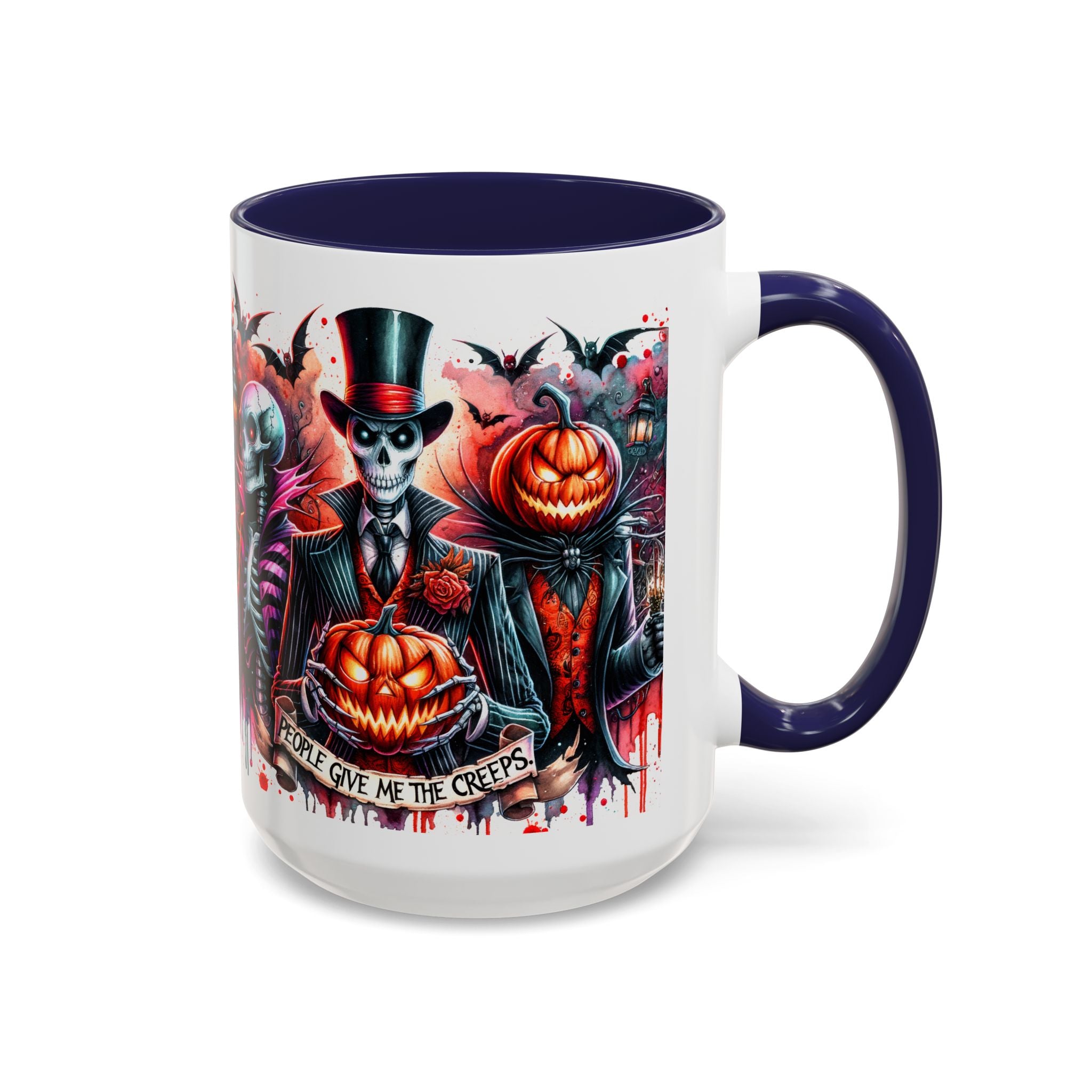 Halloween-themed Accent Coffee Mug, Spooky Skull Mug, Pumpkin Art Cup, Unique Gift for Halloween Lovers, October Decor