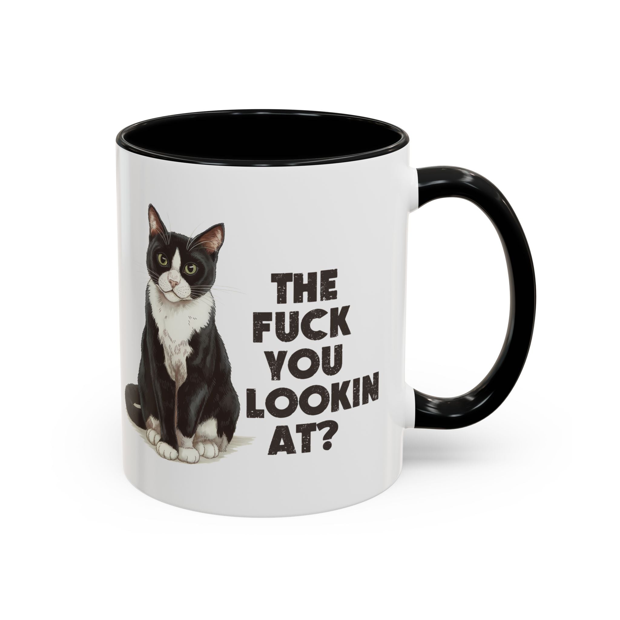 Humorous Cat Accent Coffee Mug - "What You Lookin' At?" 11/15oz attitude and sarcasm