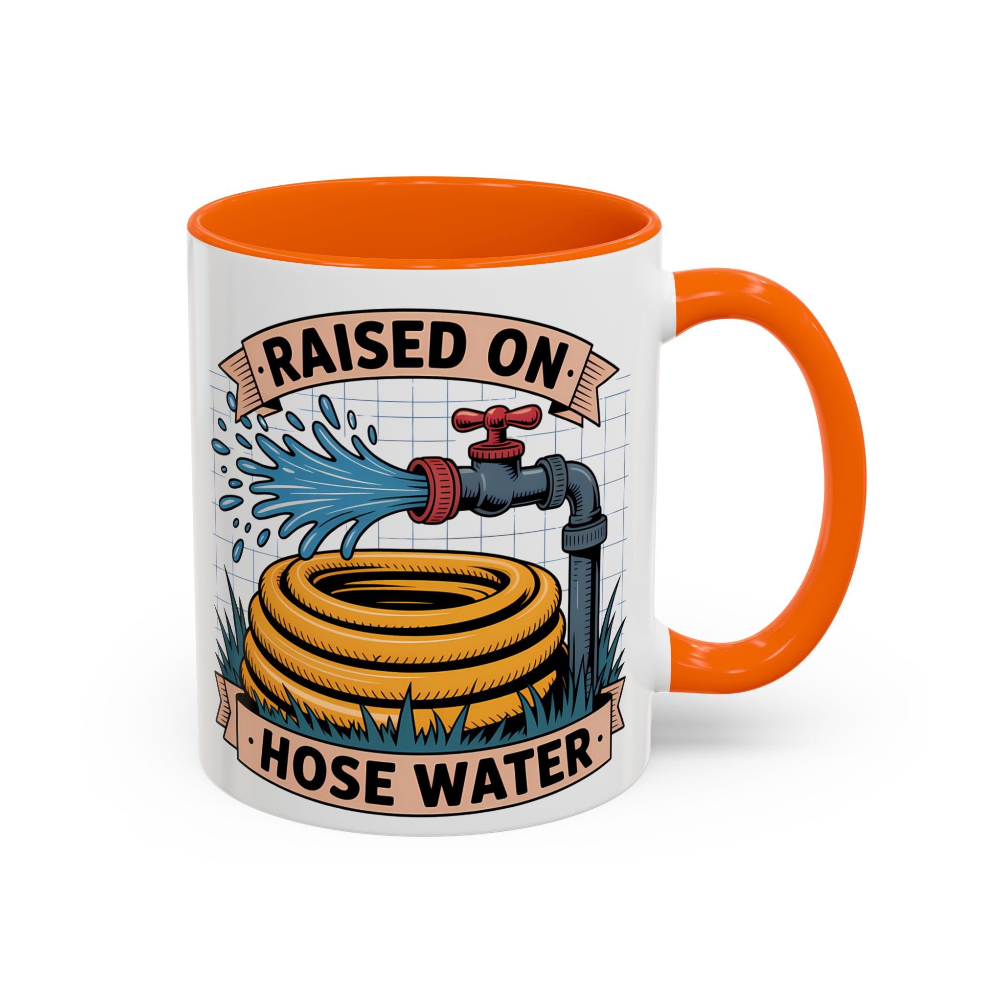 Raised on Hose Water Coffee Mug — Funny Rural Country Farmhouse Tea Cup (11/15oz)