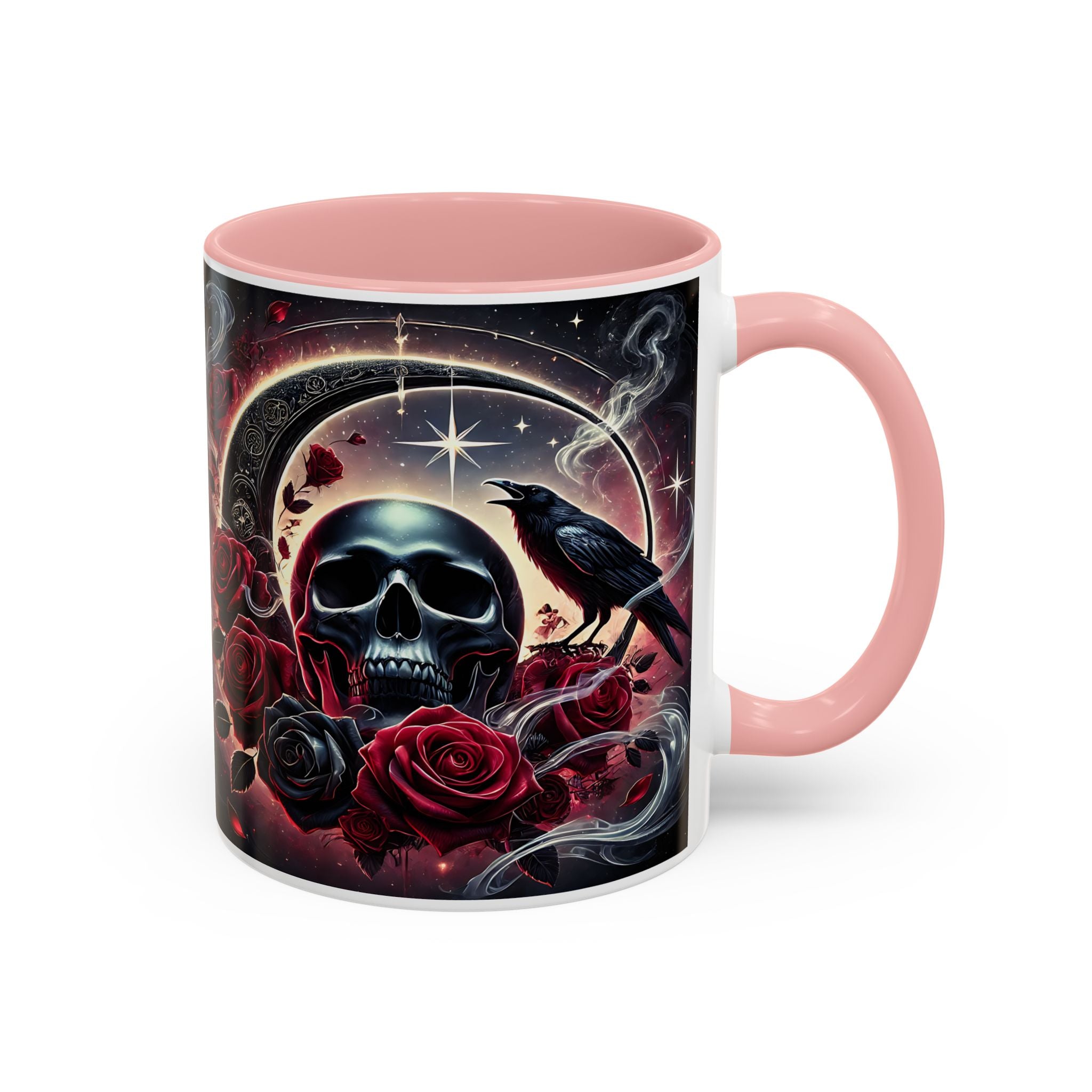 Skull & Raven Accent Coffee Mug — Gothic Roses 11/15oz