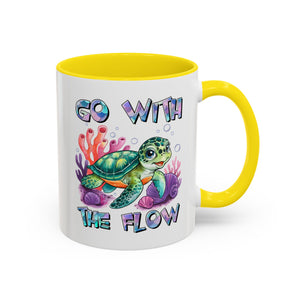Ocean-Inspired Accent Coffee Mug - 'Go With The Flow' Design turtle