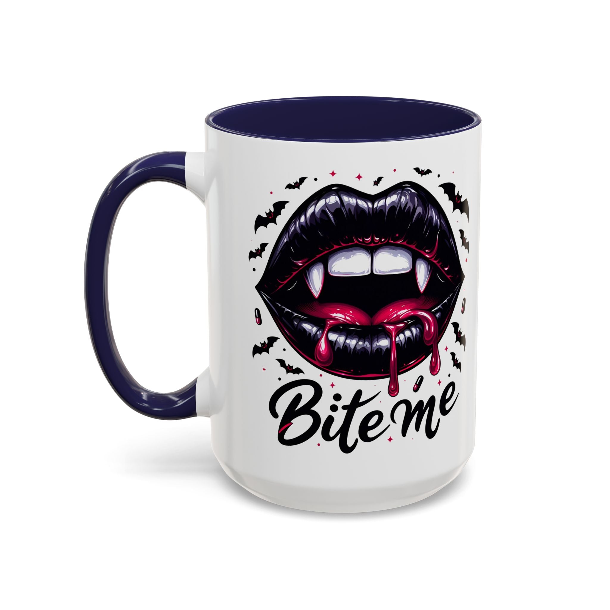 Vampire Themed Coffee Mug - "Bite Me"  halloween bats horror art cup