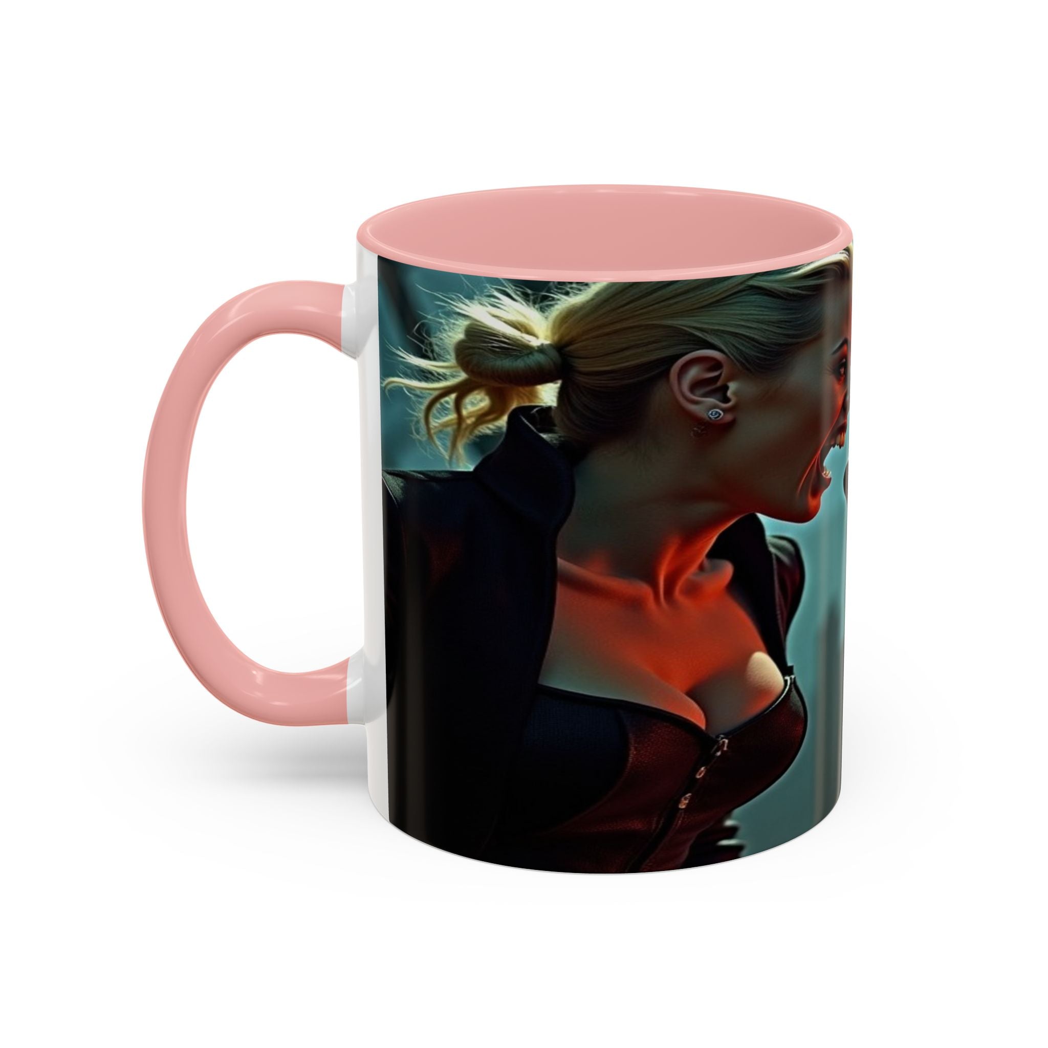woman vampire and Fierce Werewolf Coffee Mug - 11 & 15oz Accent Mug for horror art lovers