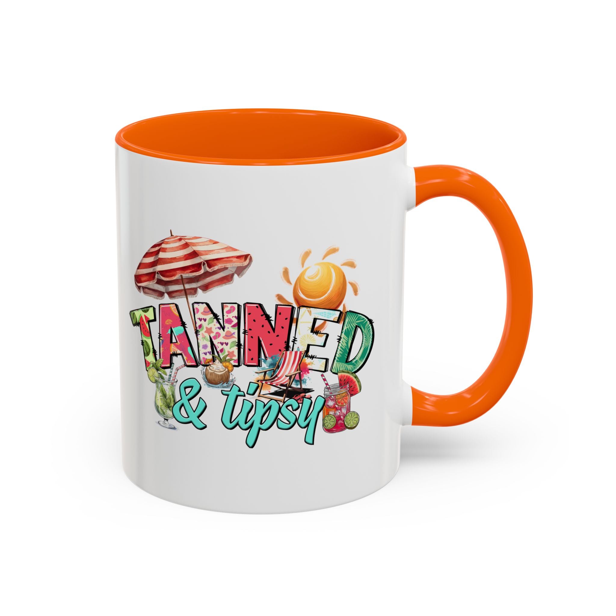 Tanned & Tipsy Accent Coffee Mug - Perfect for Summer Vibes & Beach Lovers party