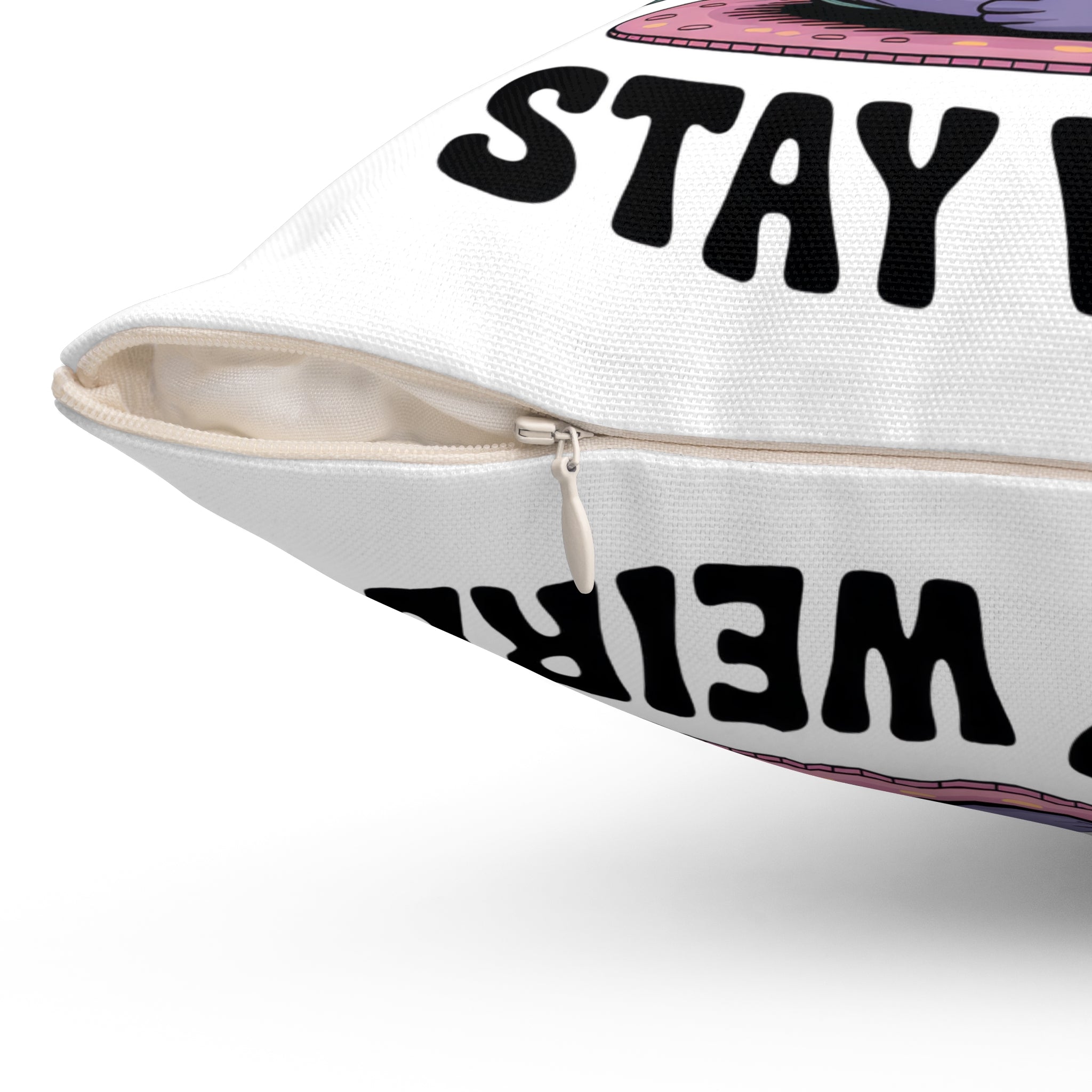 Alien Mushroom Pillow — "Drink Coffee, Stay Weird" Decorative Throw Pillow