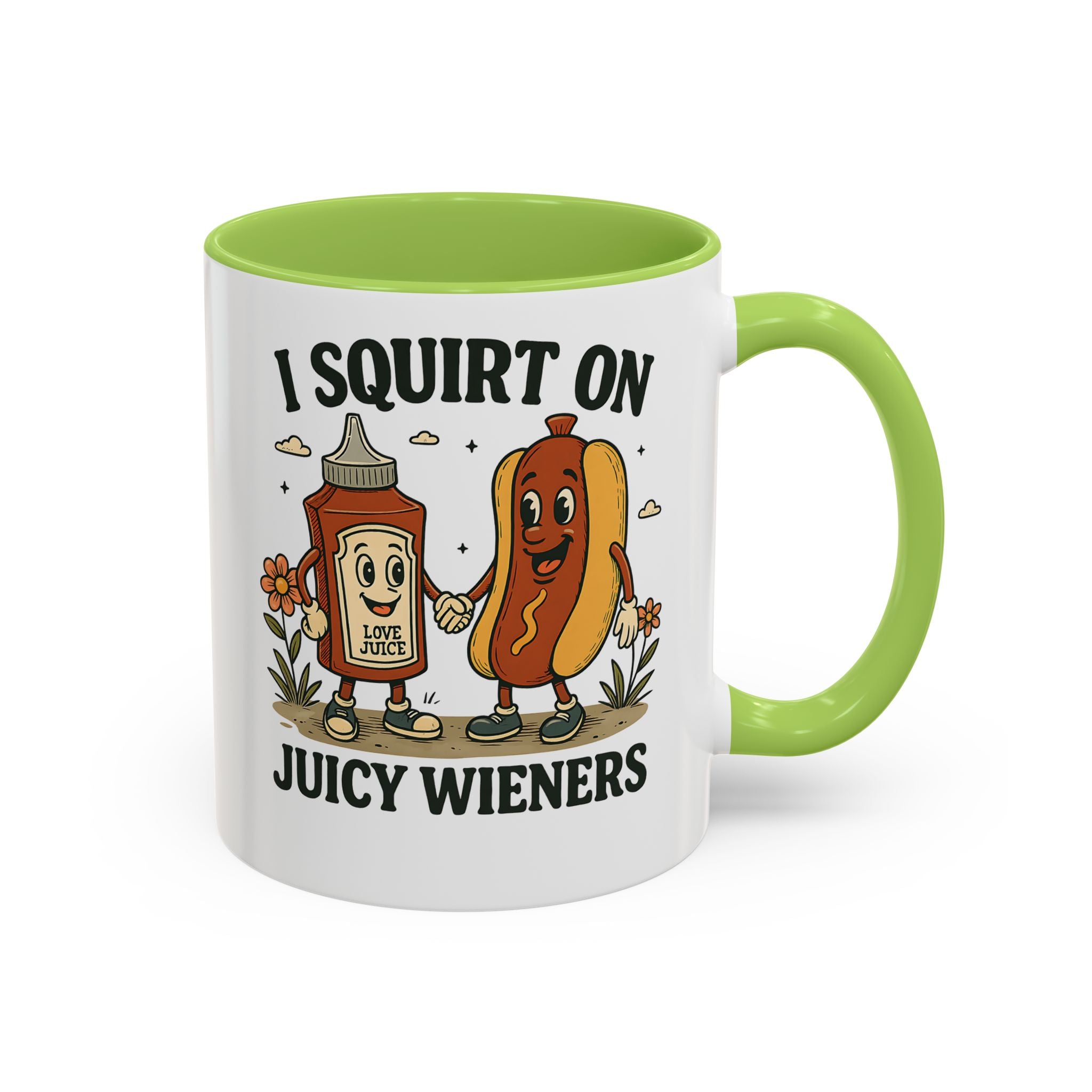 I squirt on Juicy Wieners Coffee Mug - Fun Foodie Design adult humor