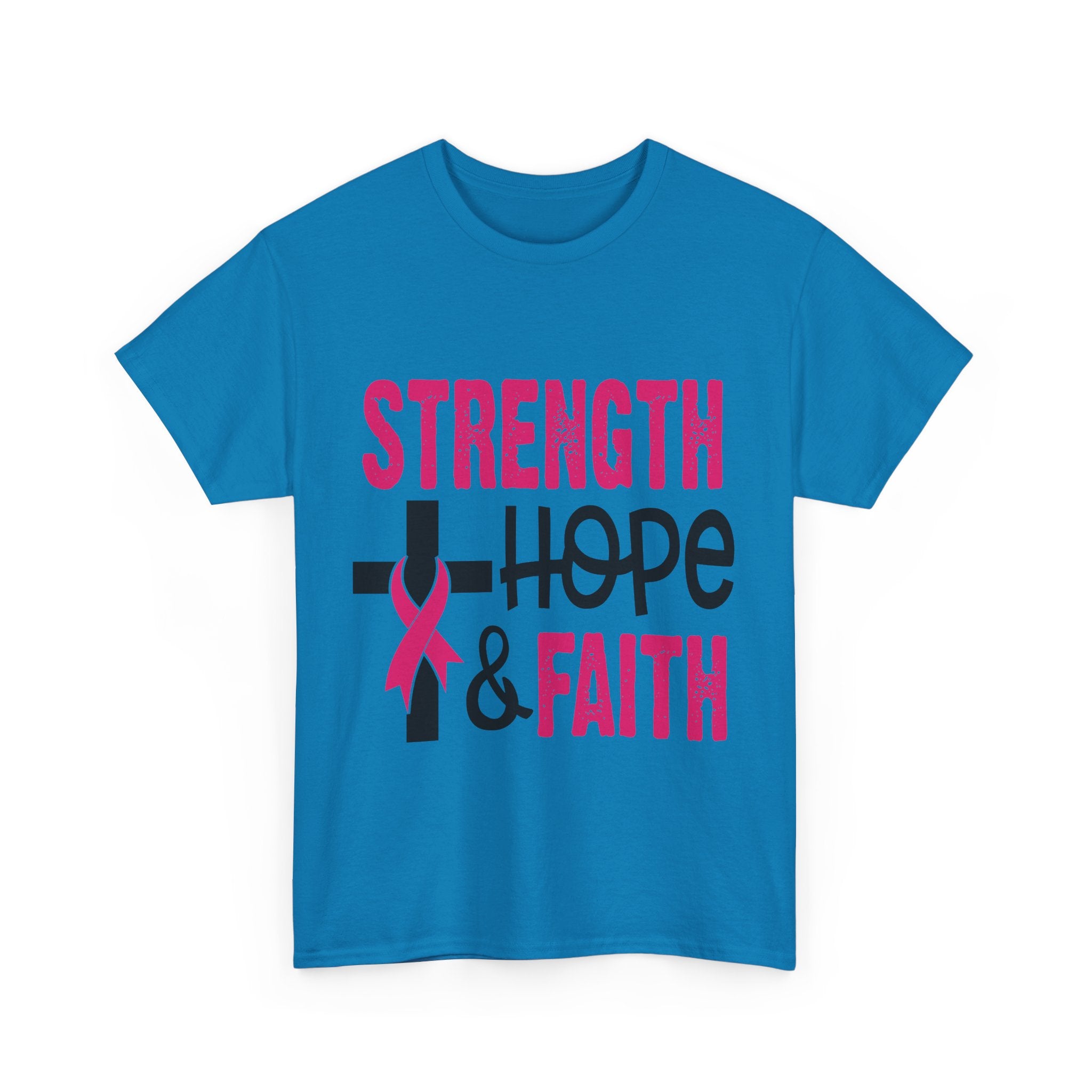 Unisex Cotton Tee - Strength, Hope & Faith, Inspirational Shirt, Breast Cancer Awareness Tee, Faith-Based Apparel, Motivational Gift