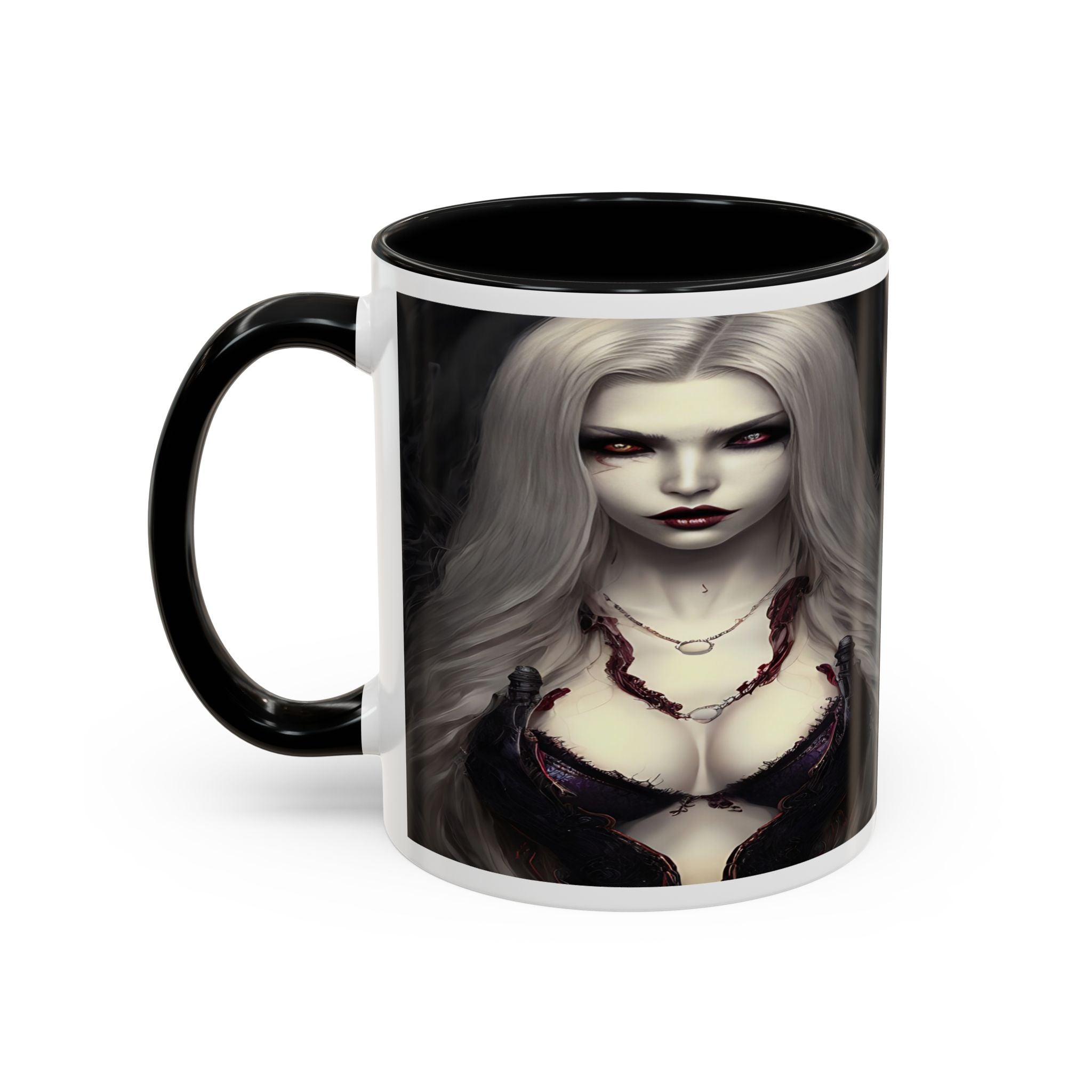 sexy busty woman vampire Gothic Fantasy Coffee Mug - 11oz & 15oz horror art