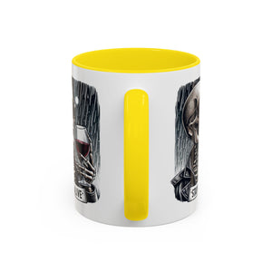Stylish Skull Coffee Mug, Gothic Drinkware, Staying Alive Gift for Halloween, Funny Office Mug, Alternative Drinkware