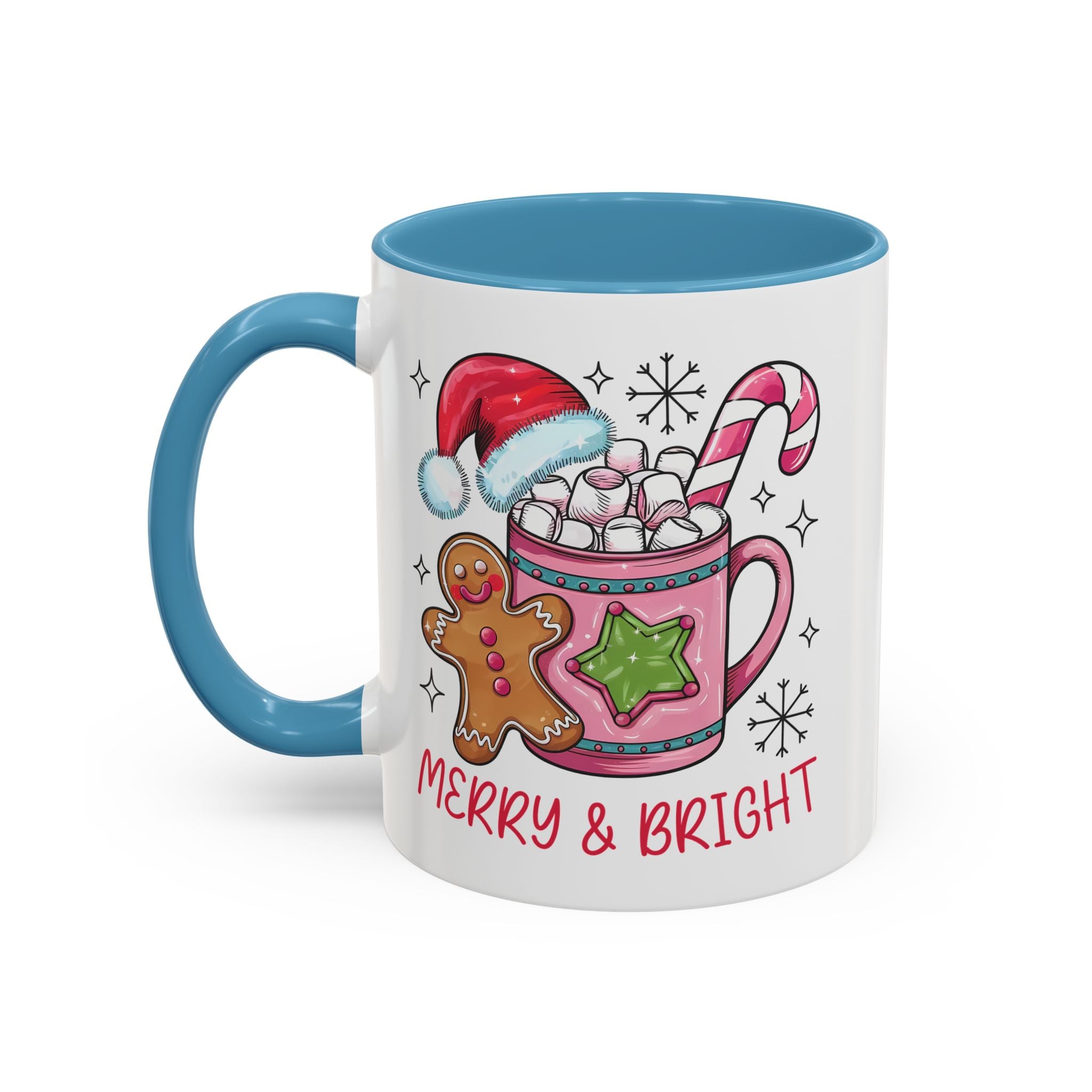 Festive Gingerbread Coffee Mug, Christmas Gift, Holiday Coffee Cup, Merry & Bright Mug, Winter Mug, Hot Chocolate Holder