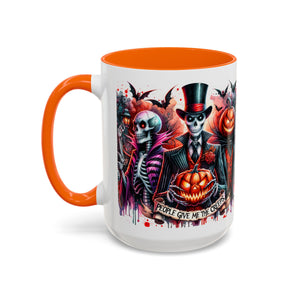 Halloween-themed Accent Coffee Mug, Spooky Skull Mug, Pumpkin Art Cup, Unique Gift for Halloween Lovers, October Decor