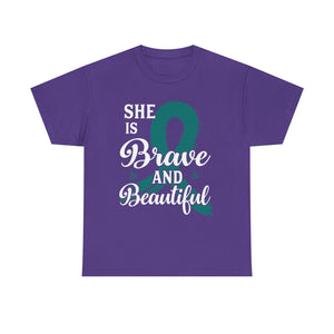 Empowering Brave & Beautiful Tee, Inspirational T-Shirt, Unisex Awareness Shirt, Gift for Support, Cancer Awareness Tee, Confidence T-Shirt